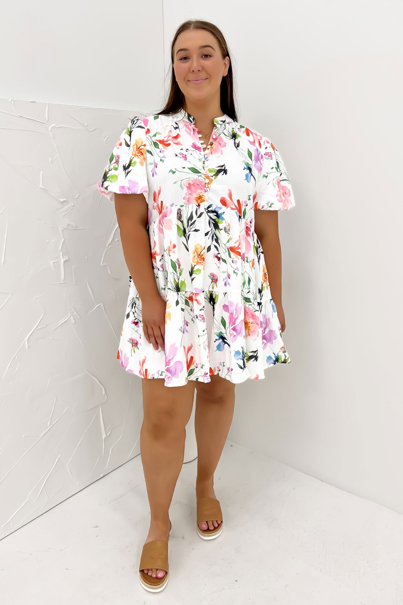 Blaise Mini Dress White Floral