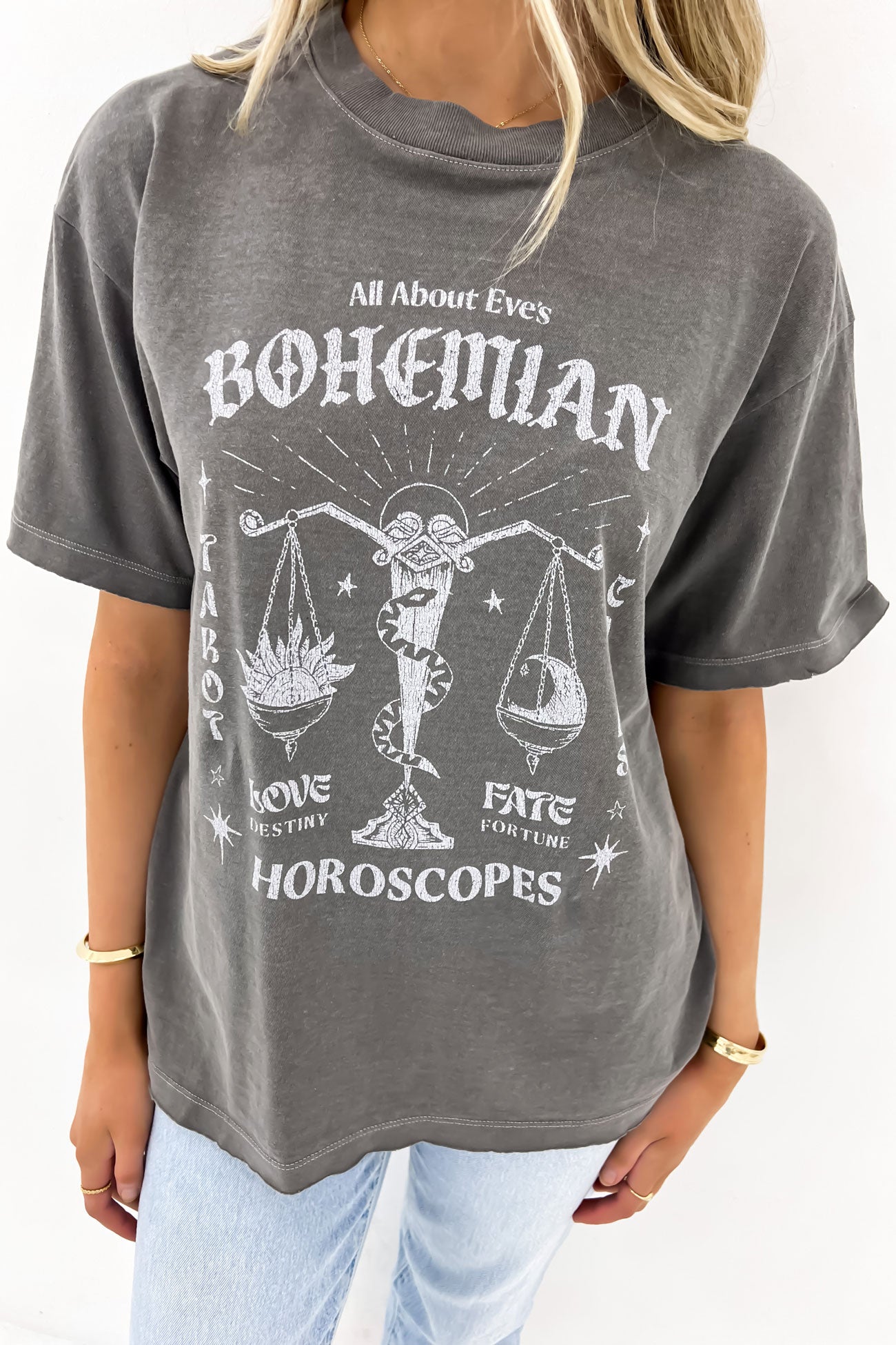 Bohemian Oversized Tee Charcoal