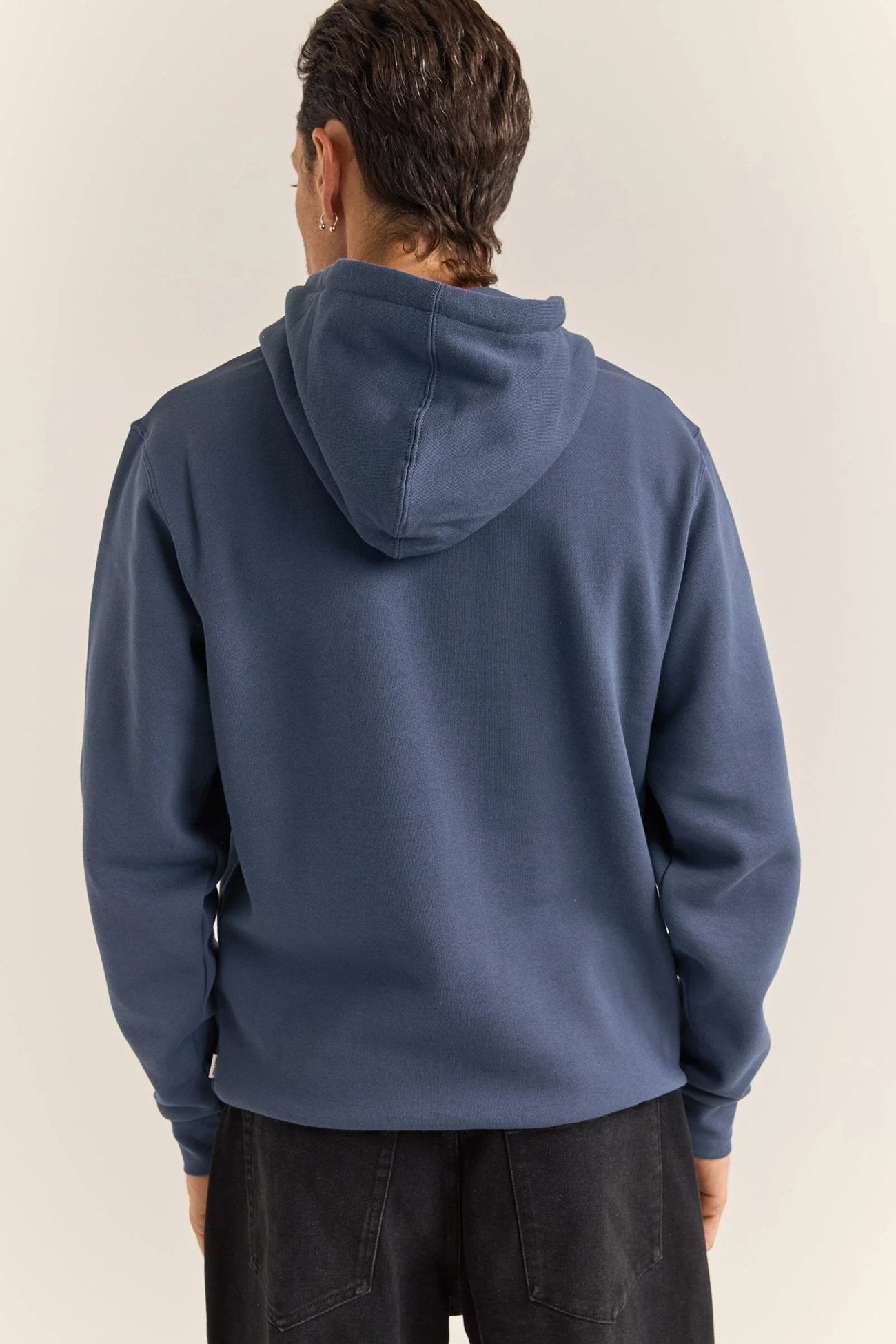 Brand Fleece Hood Navy