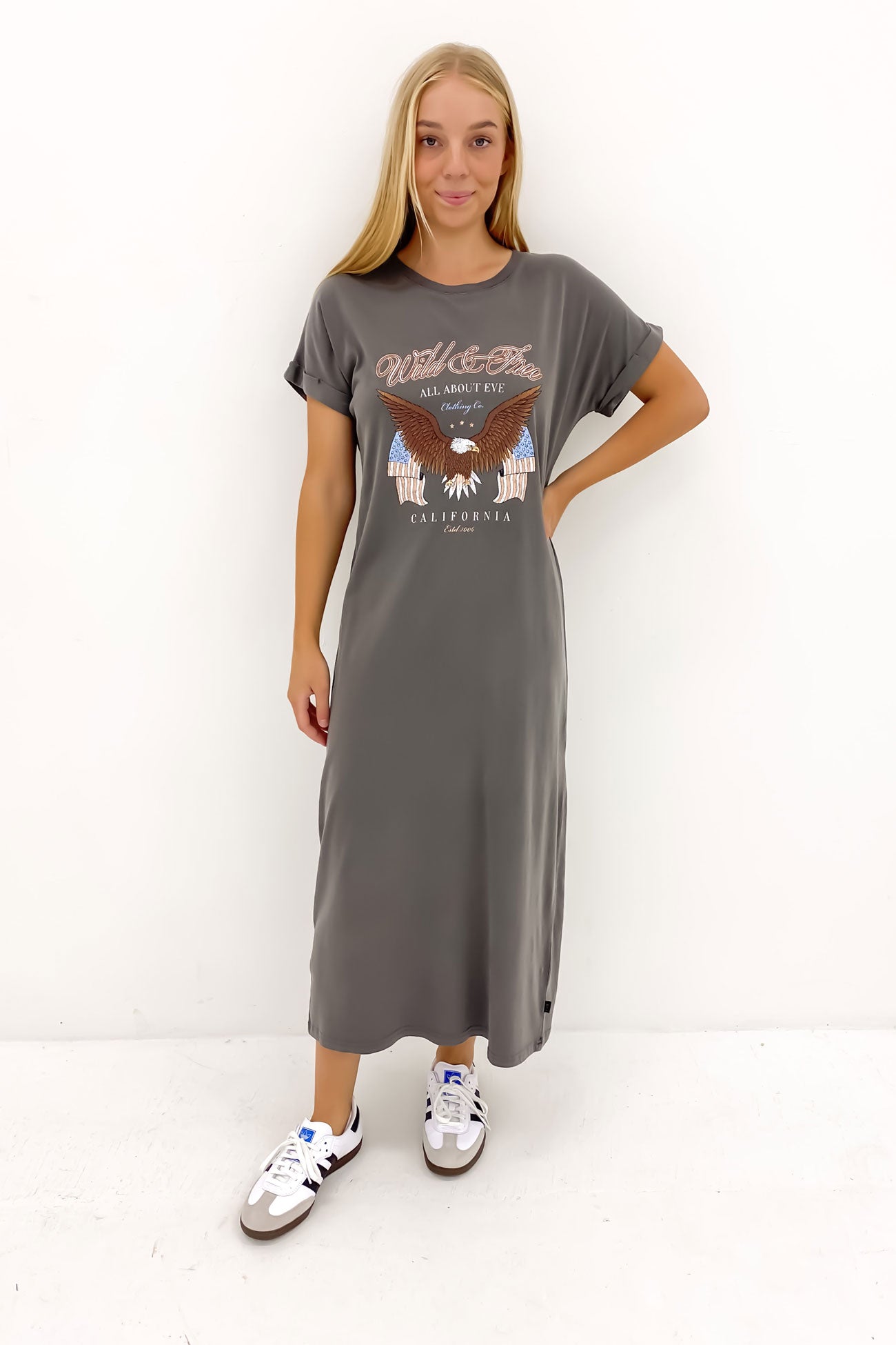 Brooks Midi Tee Dress Charcoal