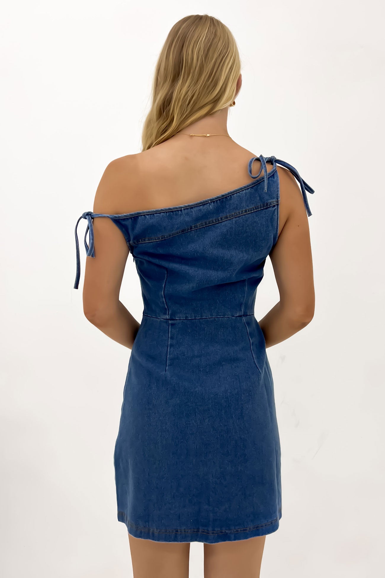 Callum Denim Mini Dress Mid Blue