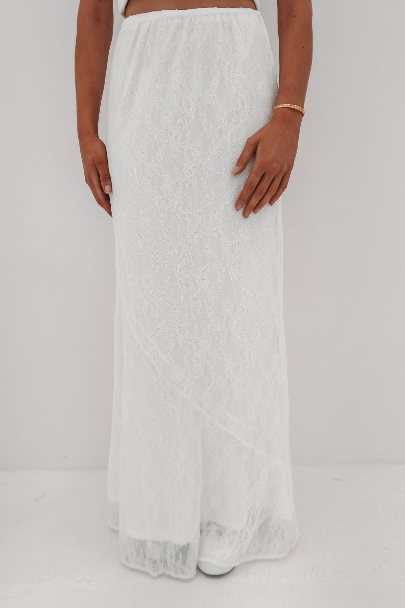 Camile Lace Maxi Skirt White