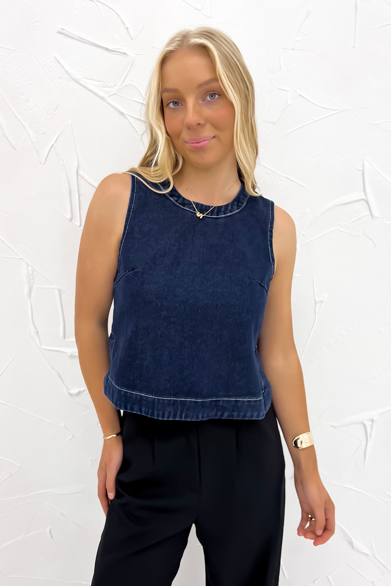 Cecil Denim Top Dark Blue