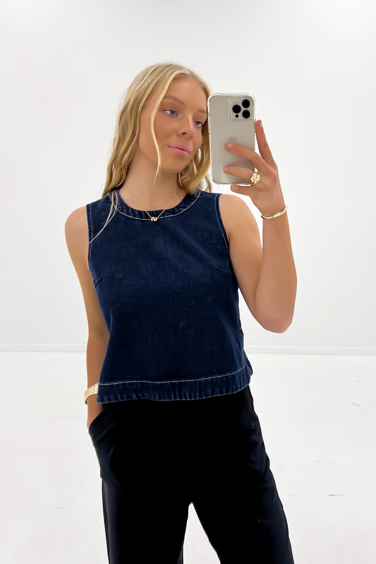 Cecil Denim Top Dark Blue