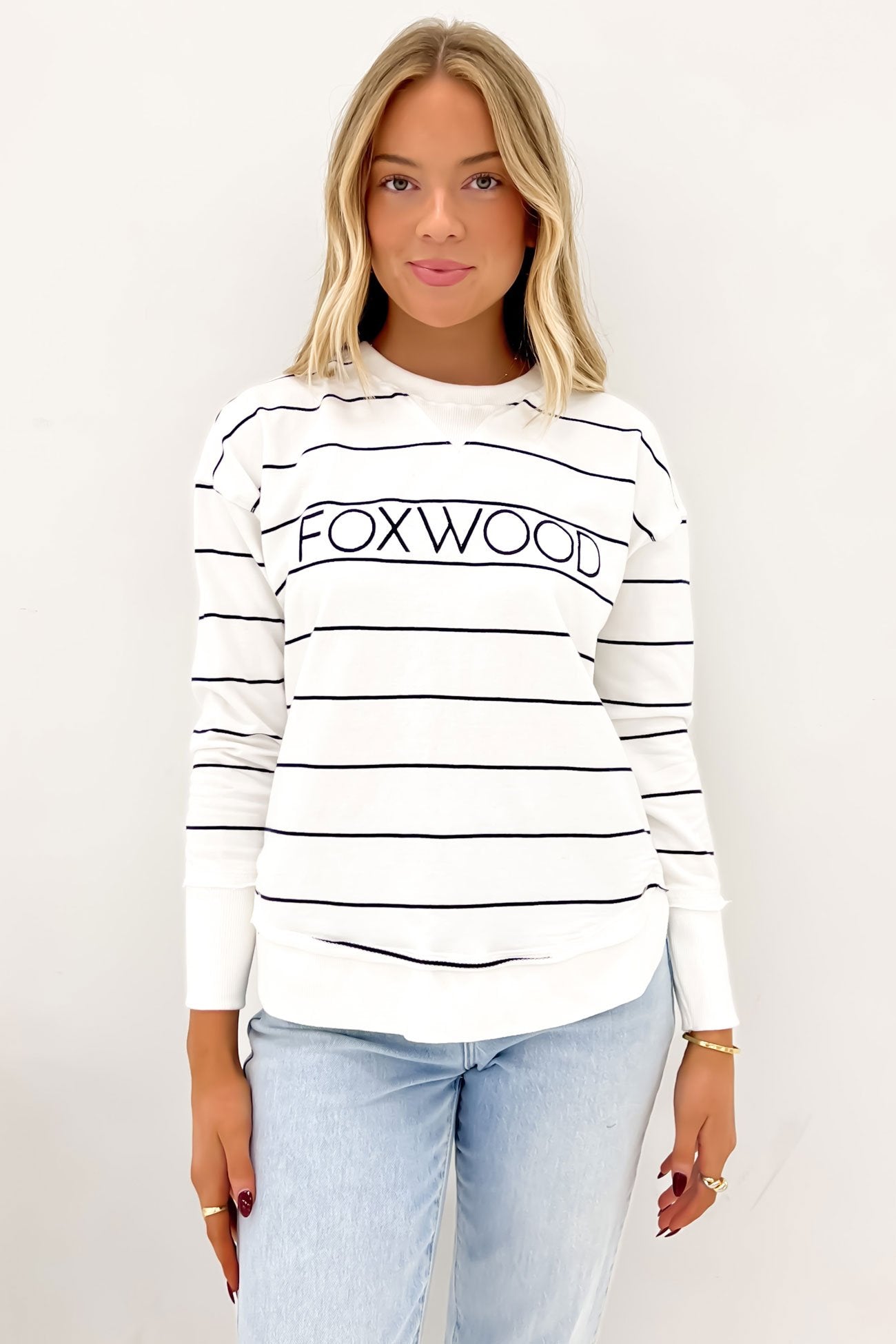 Classic Stripe Simplified Crew White Navy Stripe