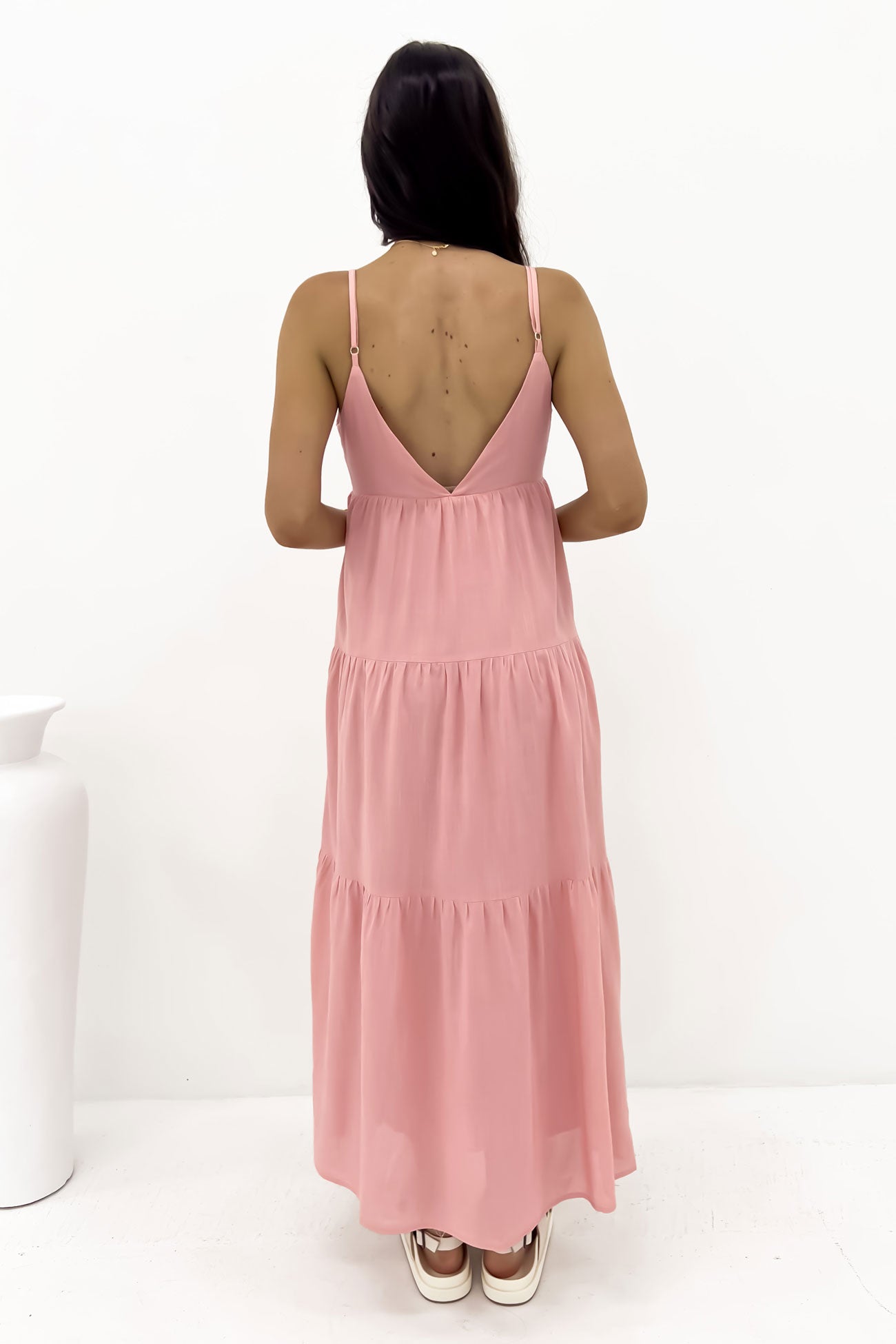 Classic Tiered Midi Dress Rose