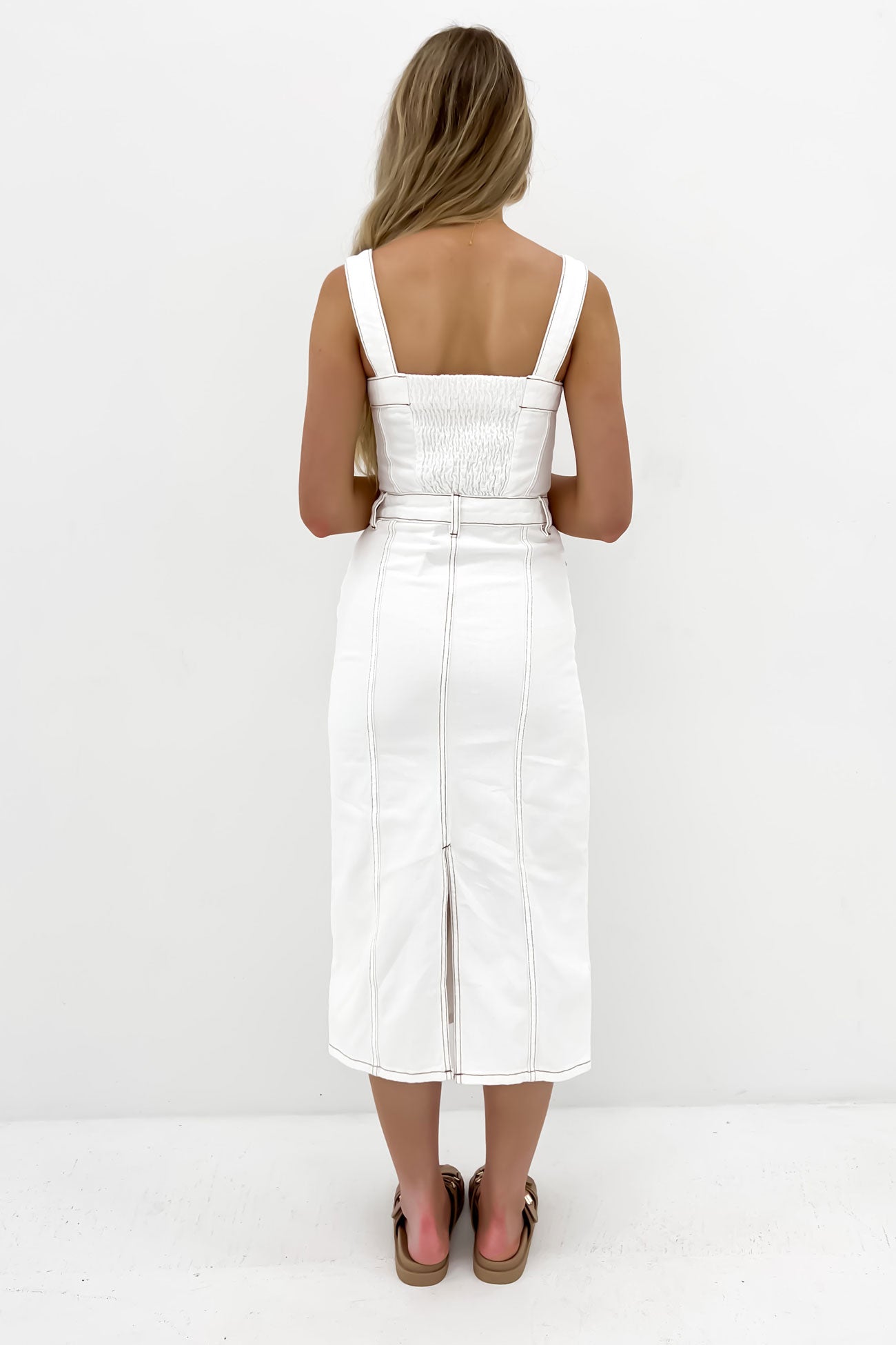 Coco Denim Midi Dress Vintage White