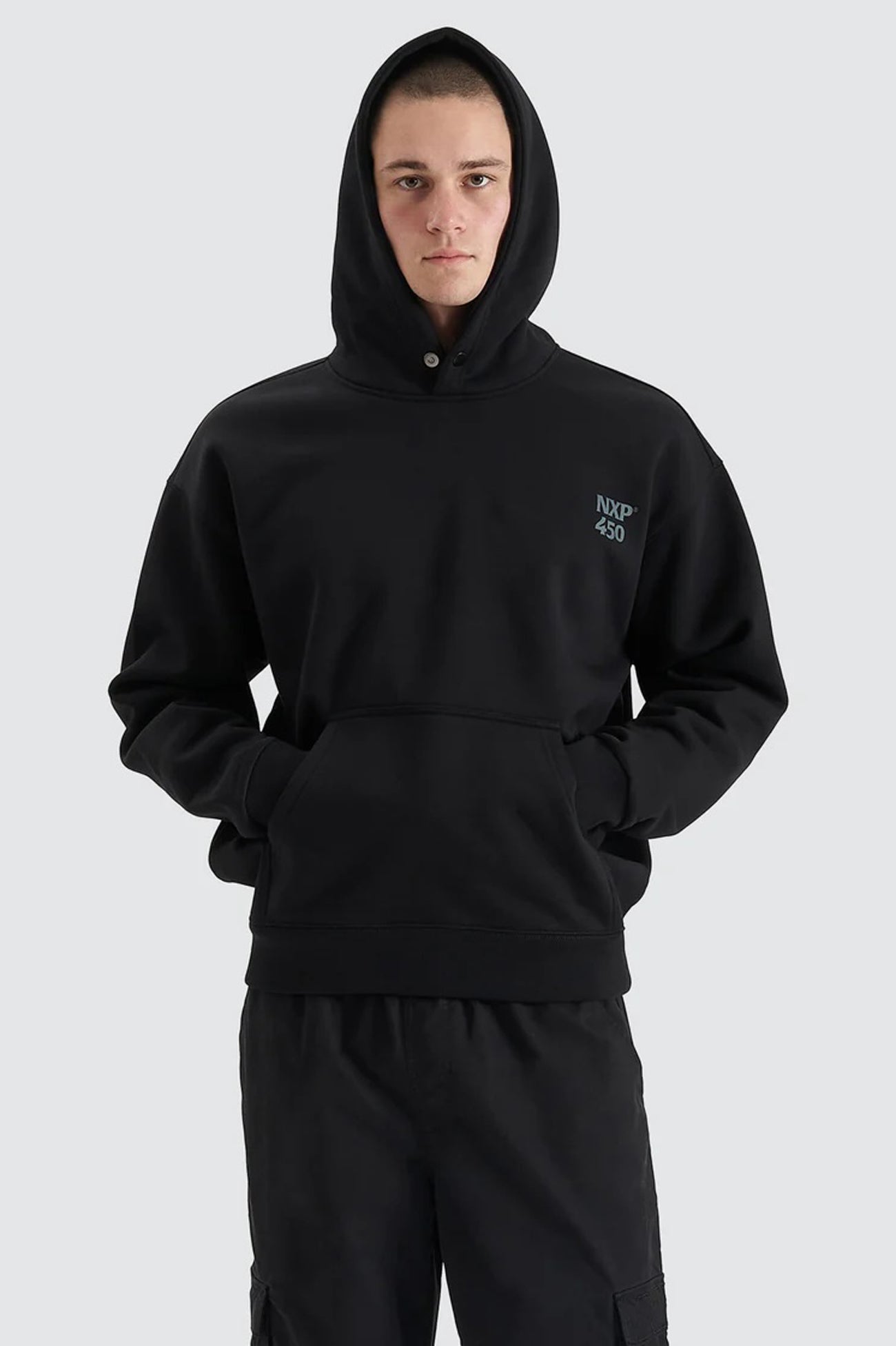 Core Line Heavy Box Fit Hooded Sweater Jet Black