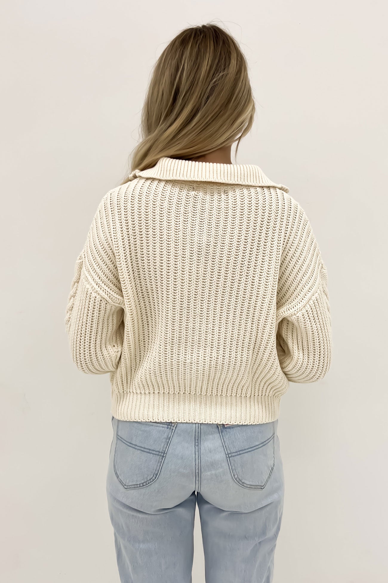 Dahlia 1/4 Zip Knit Vintage White