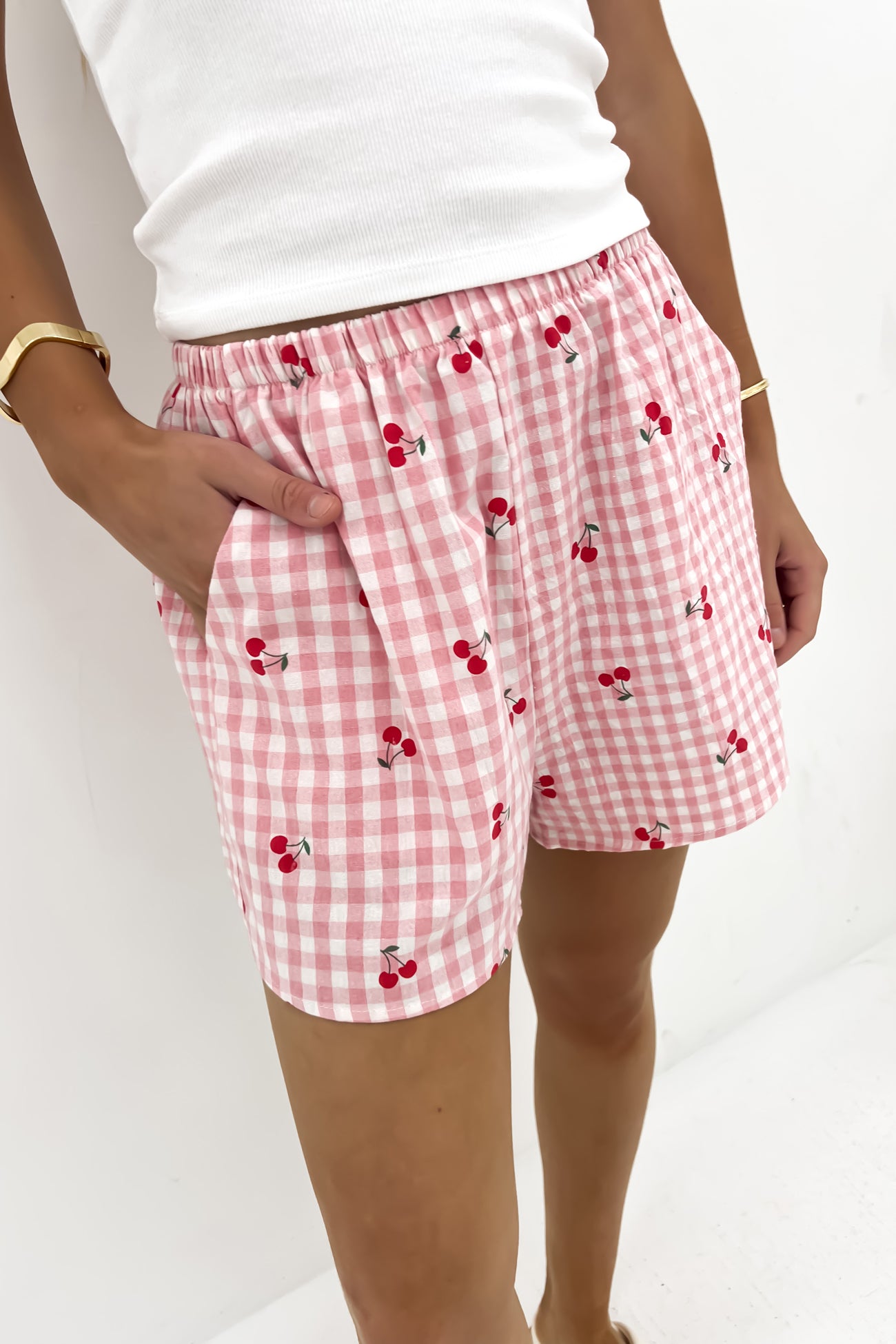 Delora Short Pink Cherry Gingham