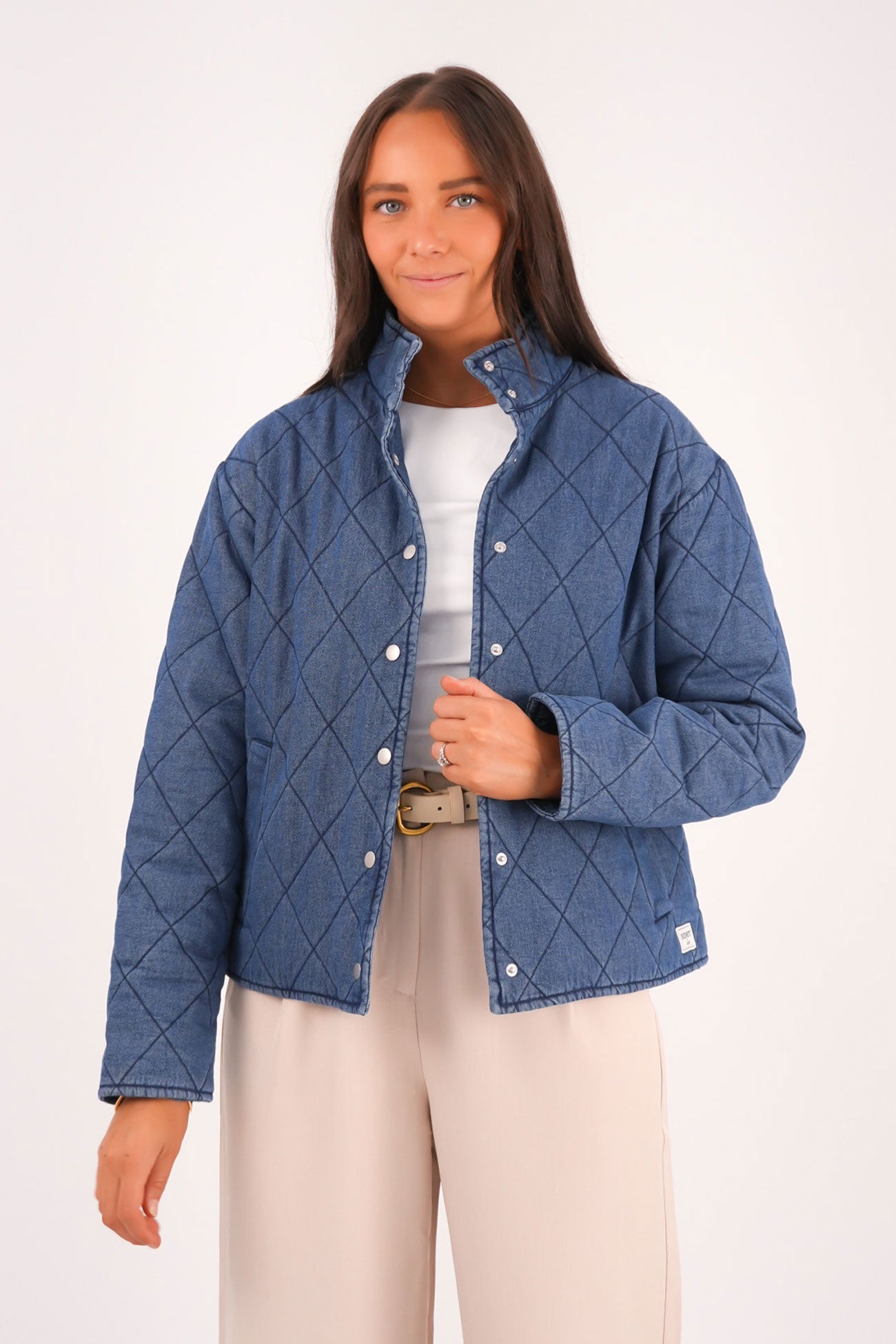 Denim Quilted Bomber Blue Haze