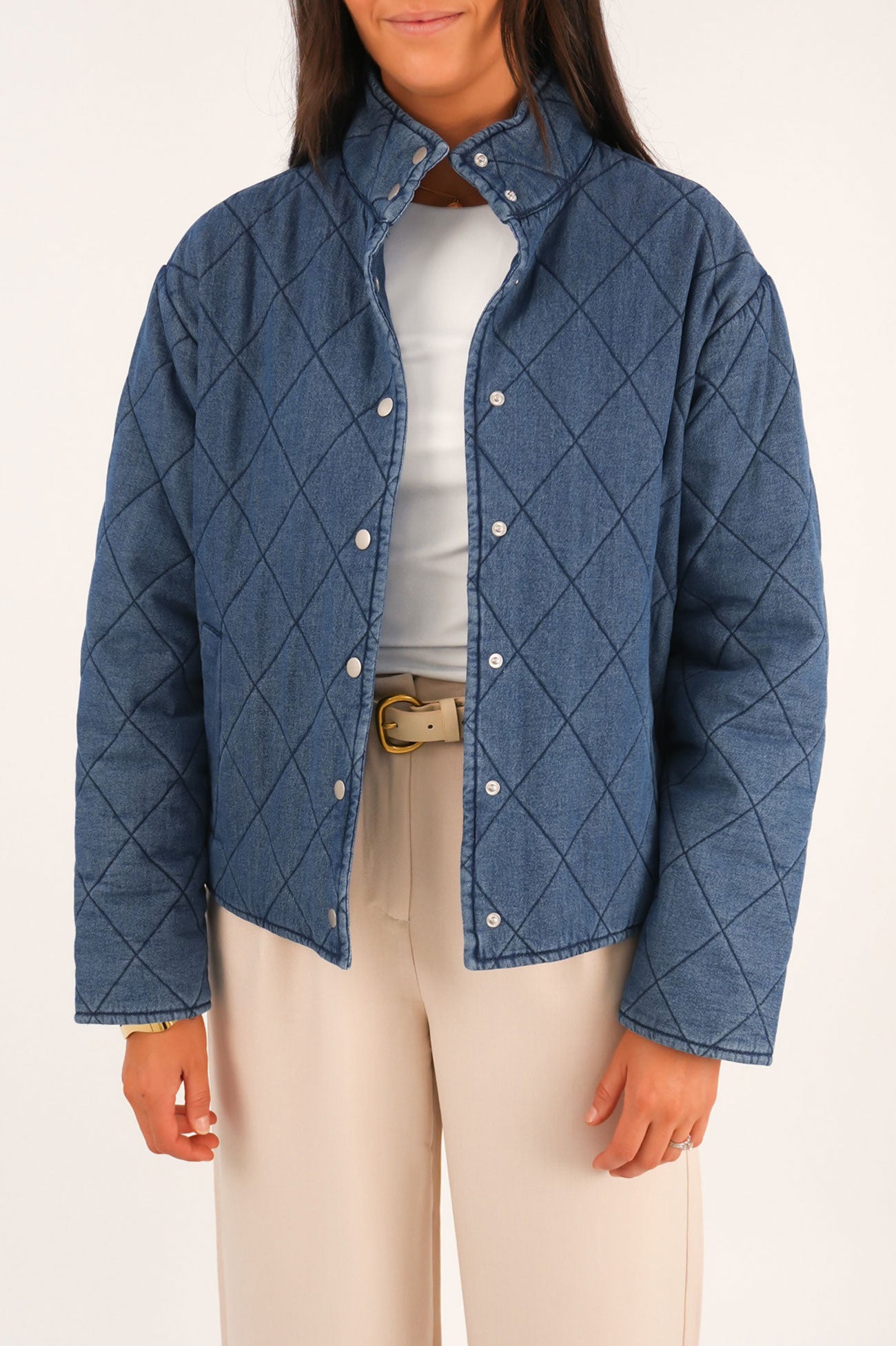 Denim Quilted Bomber Blue Haze