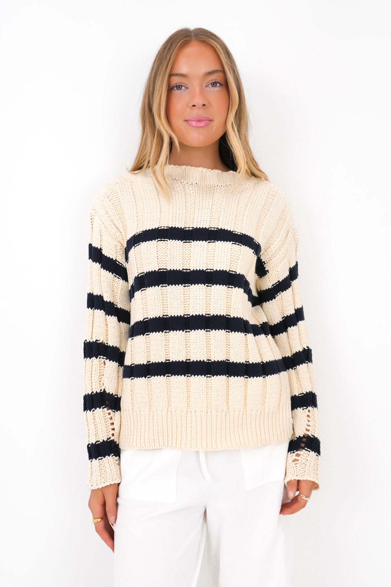 Elettra Knit Cream Stripe