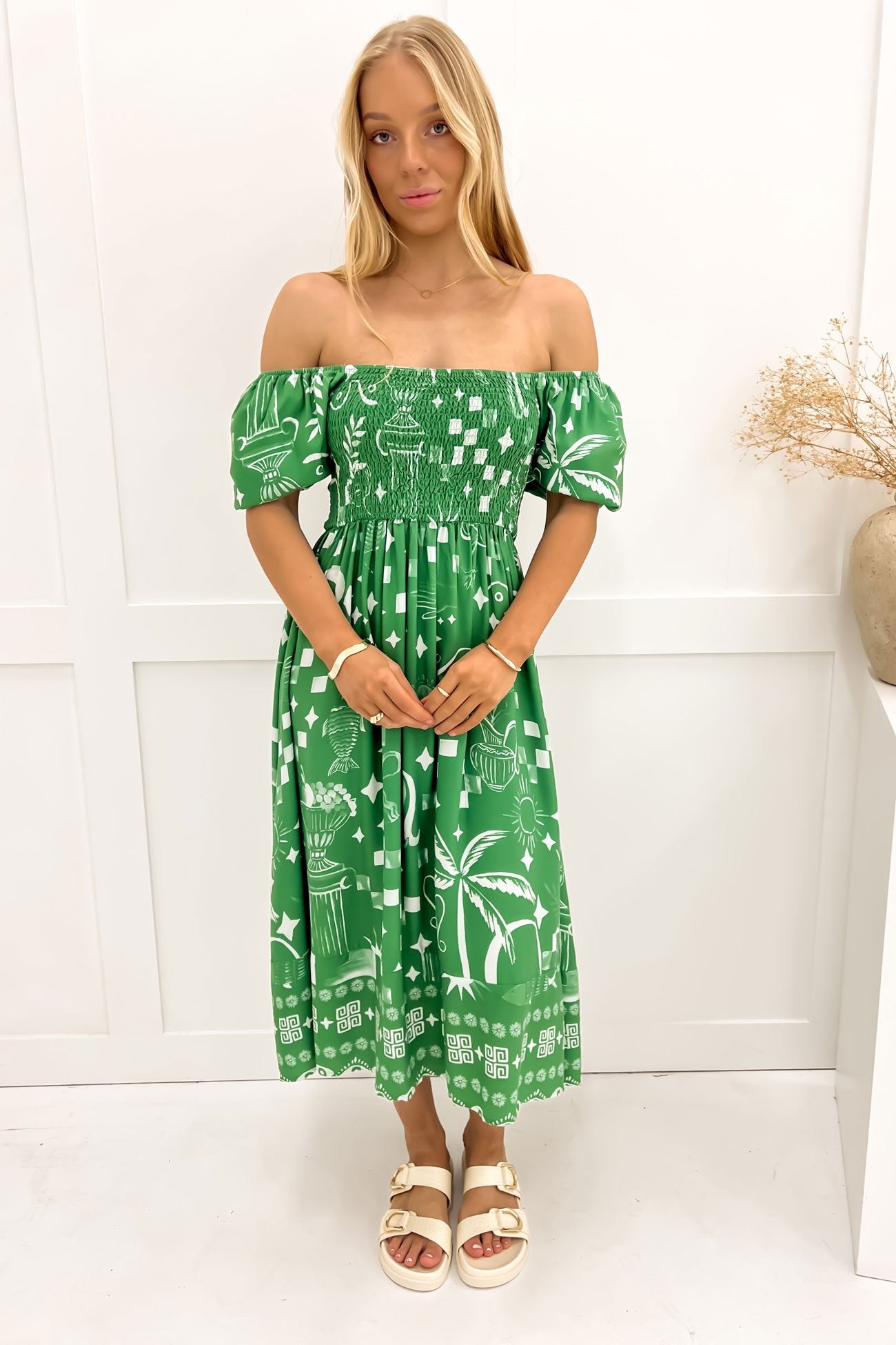 Elina Midi Dress Green Noosa