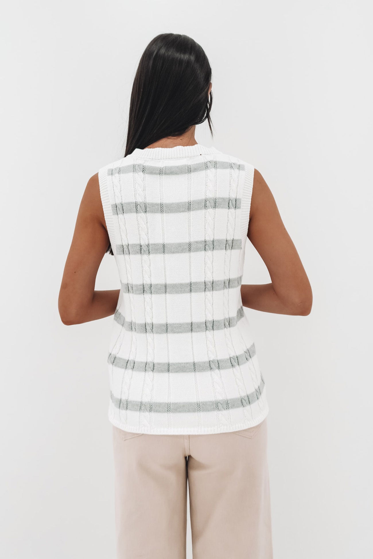 Ellidy Knit Vest Grey Stripe