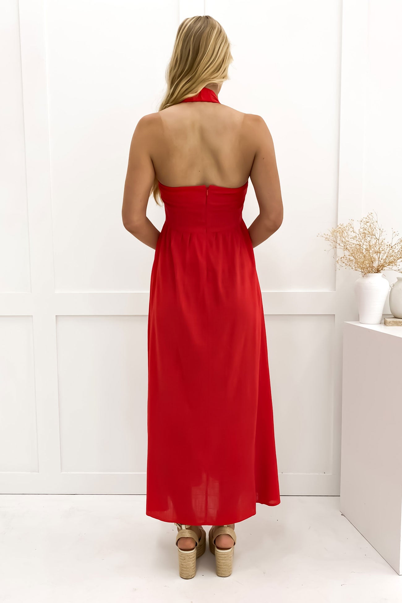 Elsie Midi Dress Red