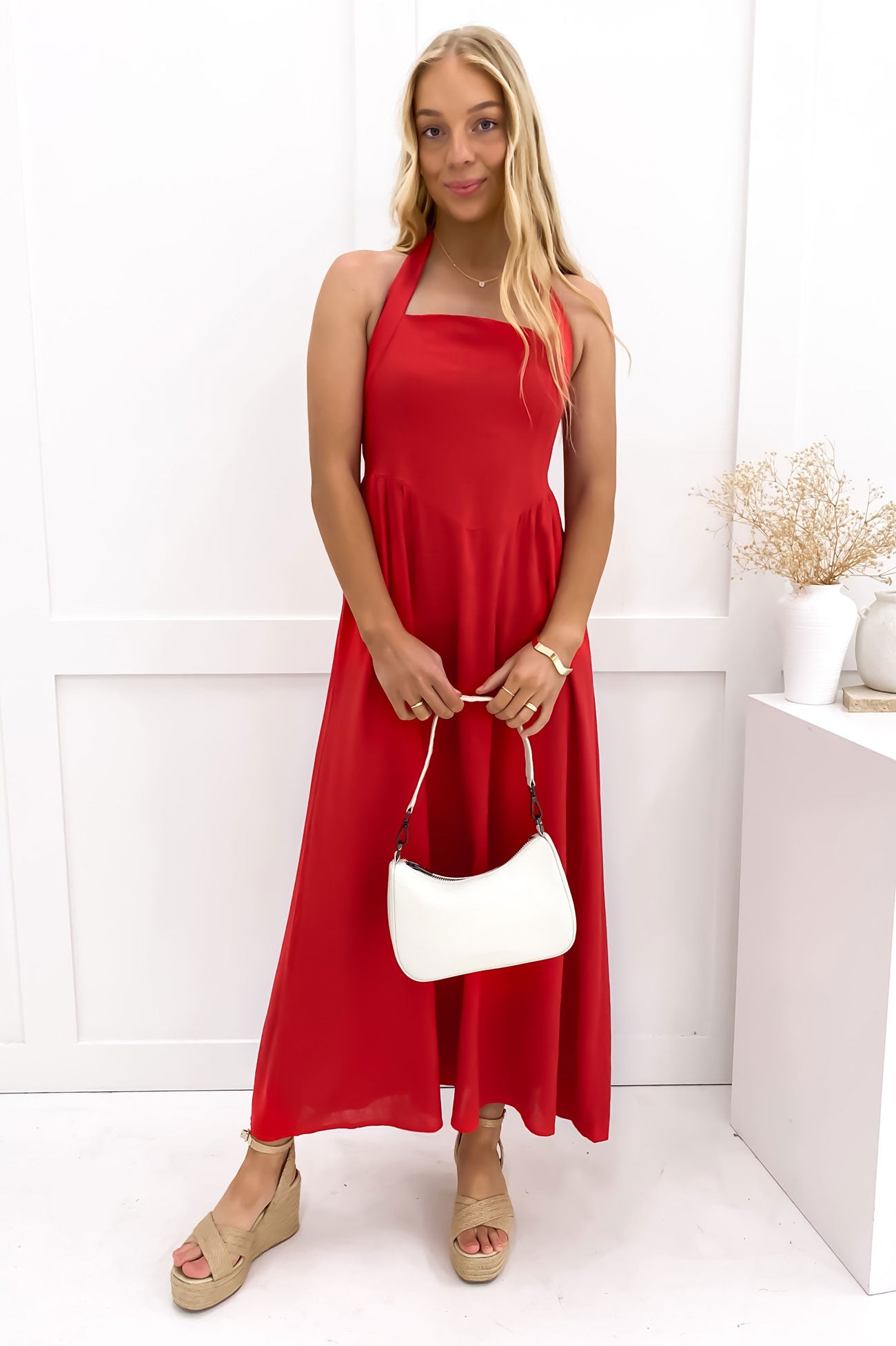 Elsie Midi Dress Red