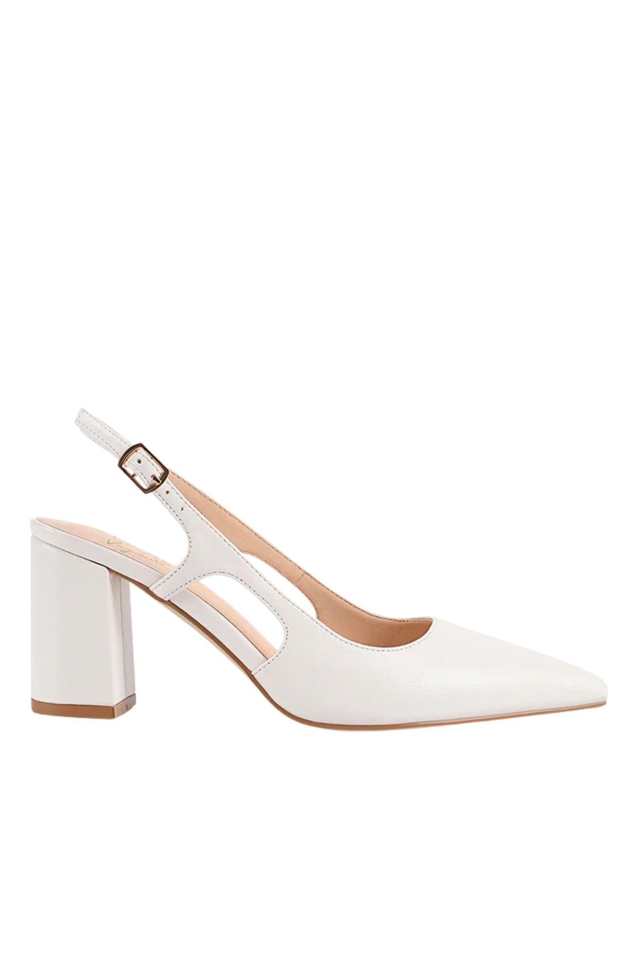 Elton Slingback Block Heels Chalk White