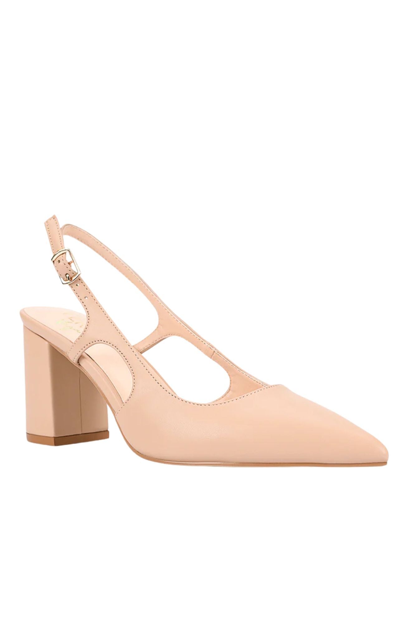 Elton Slingback Block Heels Nude