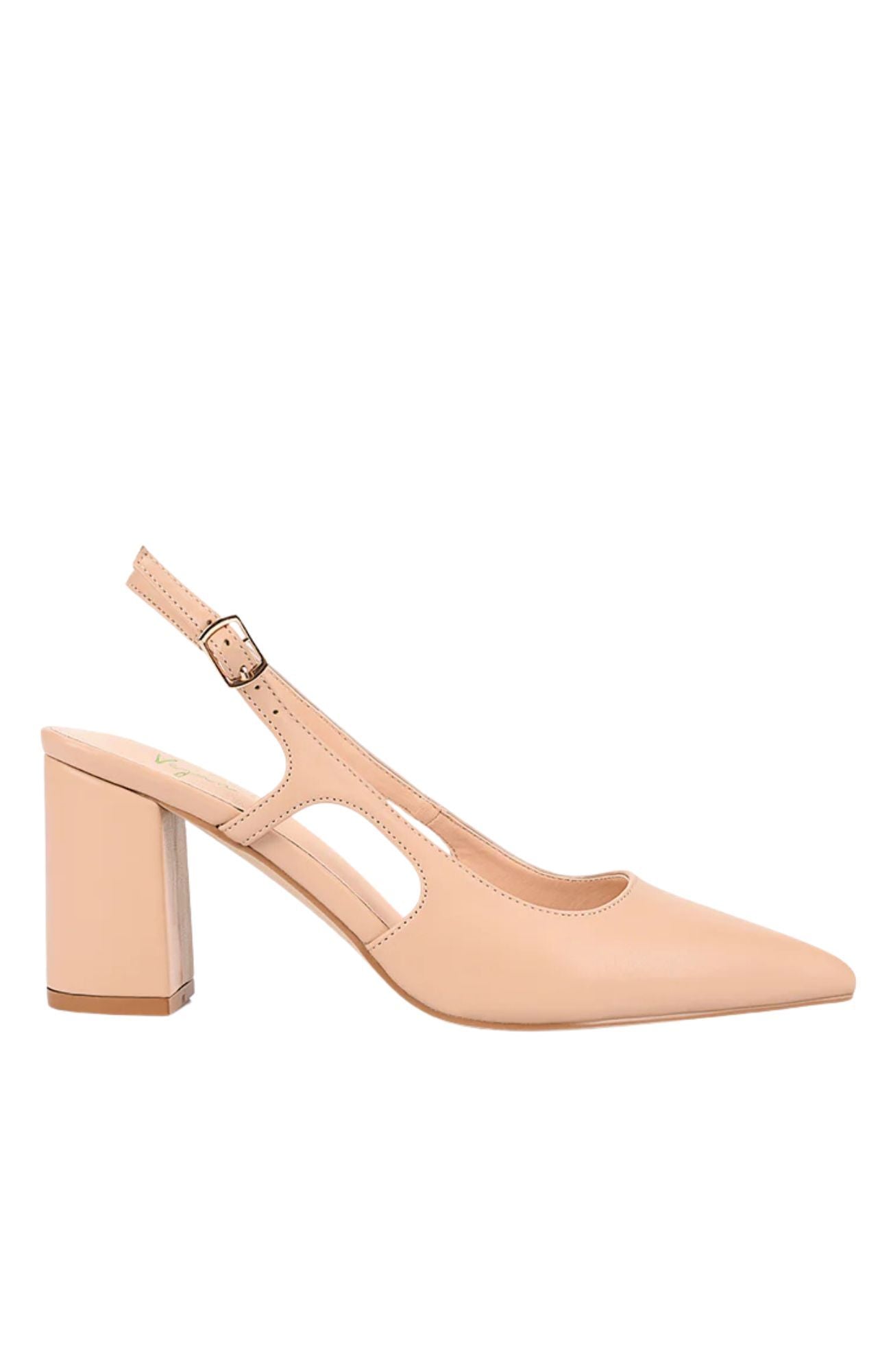 Elton Slingback Block Heels Nude