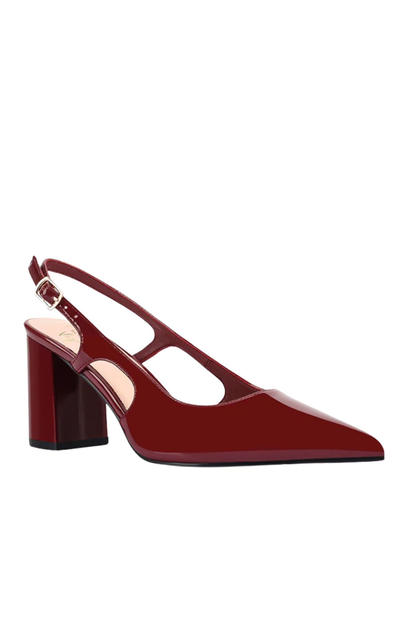 Elton Slingback Block Heels Wine Patent