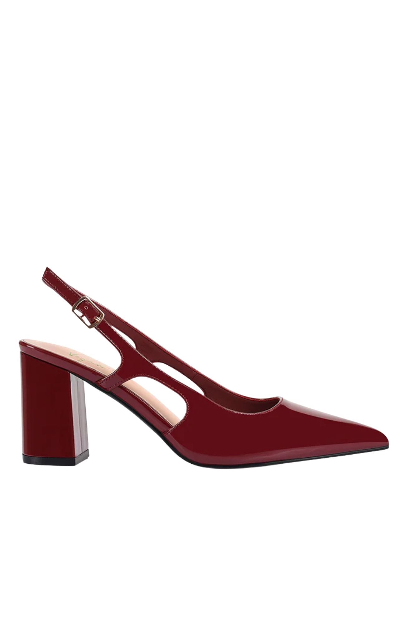 Elton Slingback Block Heels Wine Patent