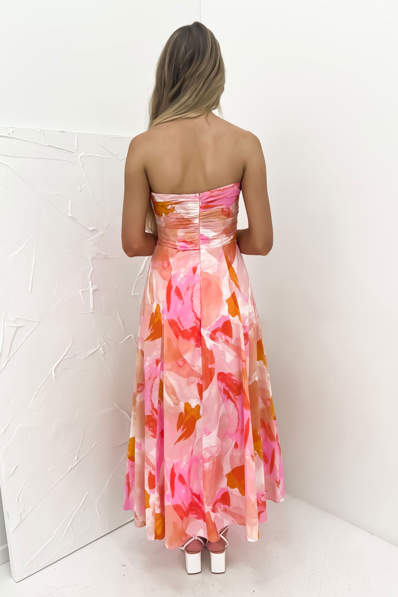 Enya Maxi Dress Pink Watercolour