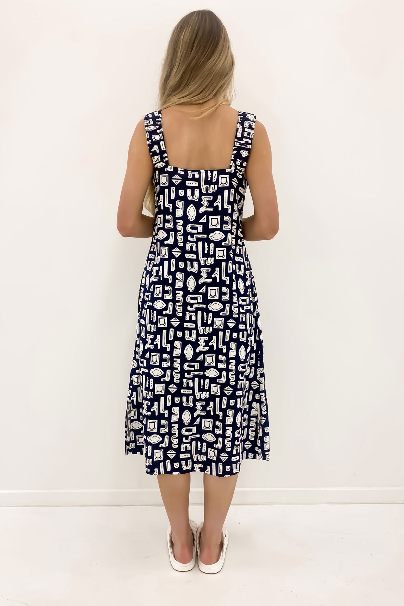 Etched Geo Dress Navy