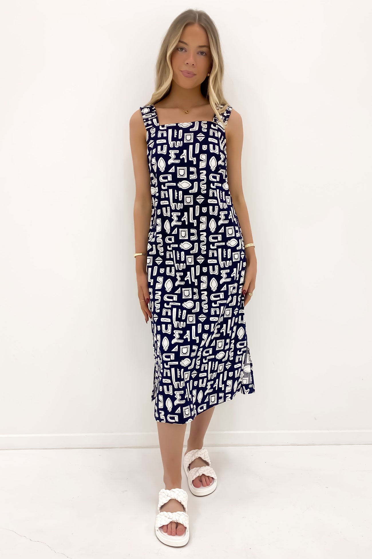 Etched Geo Dress Navy