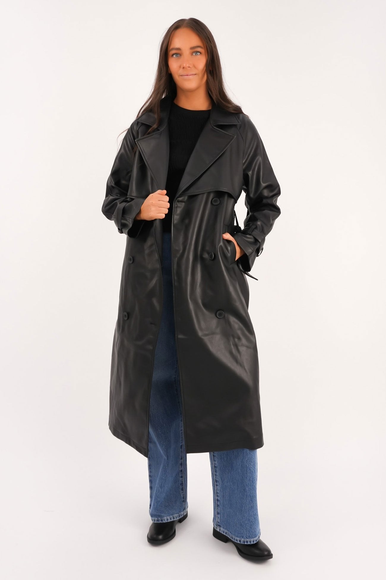 Eve Luxe Trench Coat Black