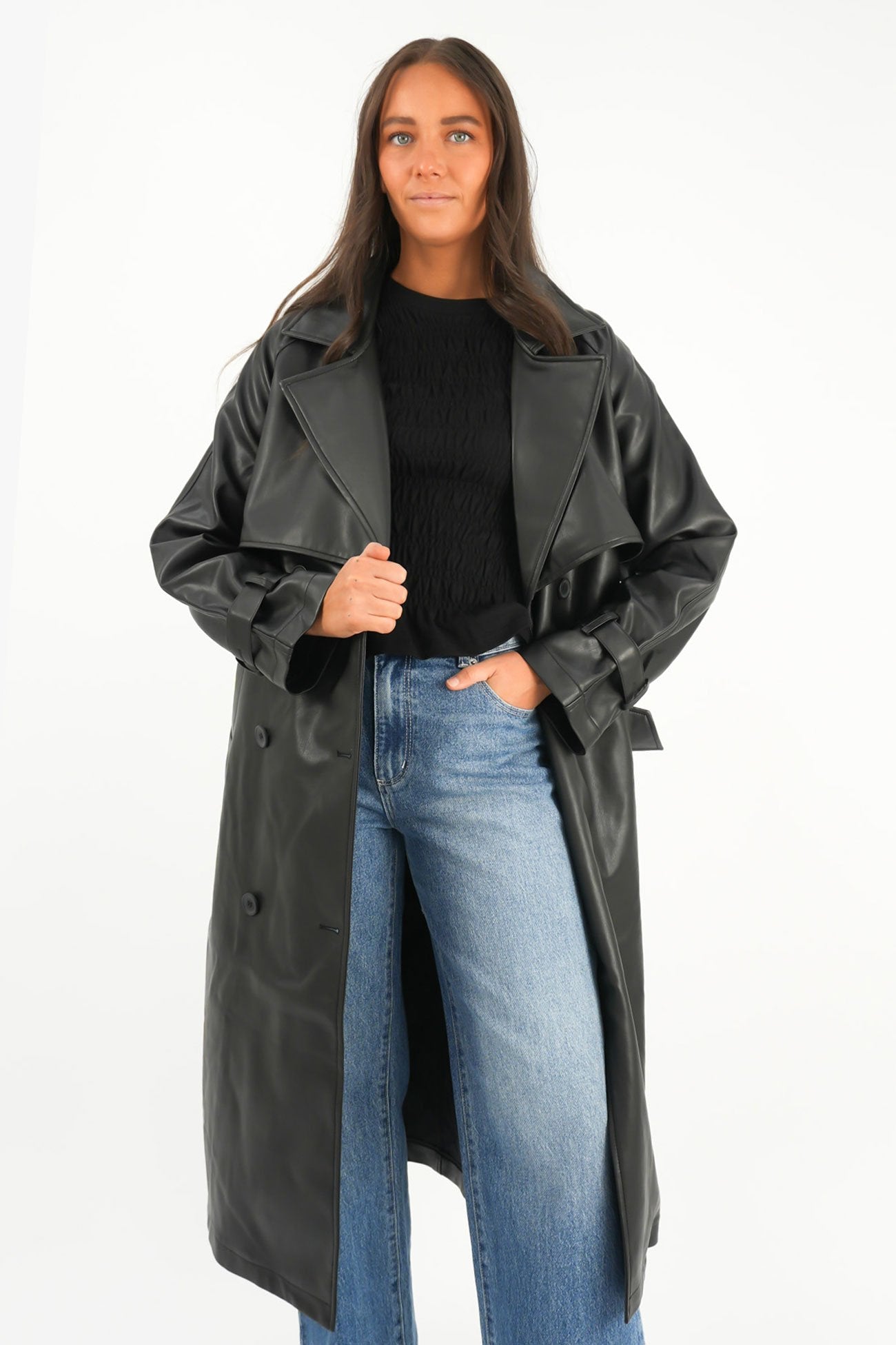 Eve Luxe Trench Coat Black