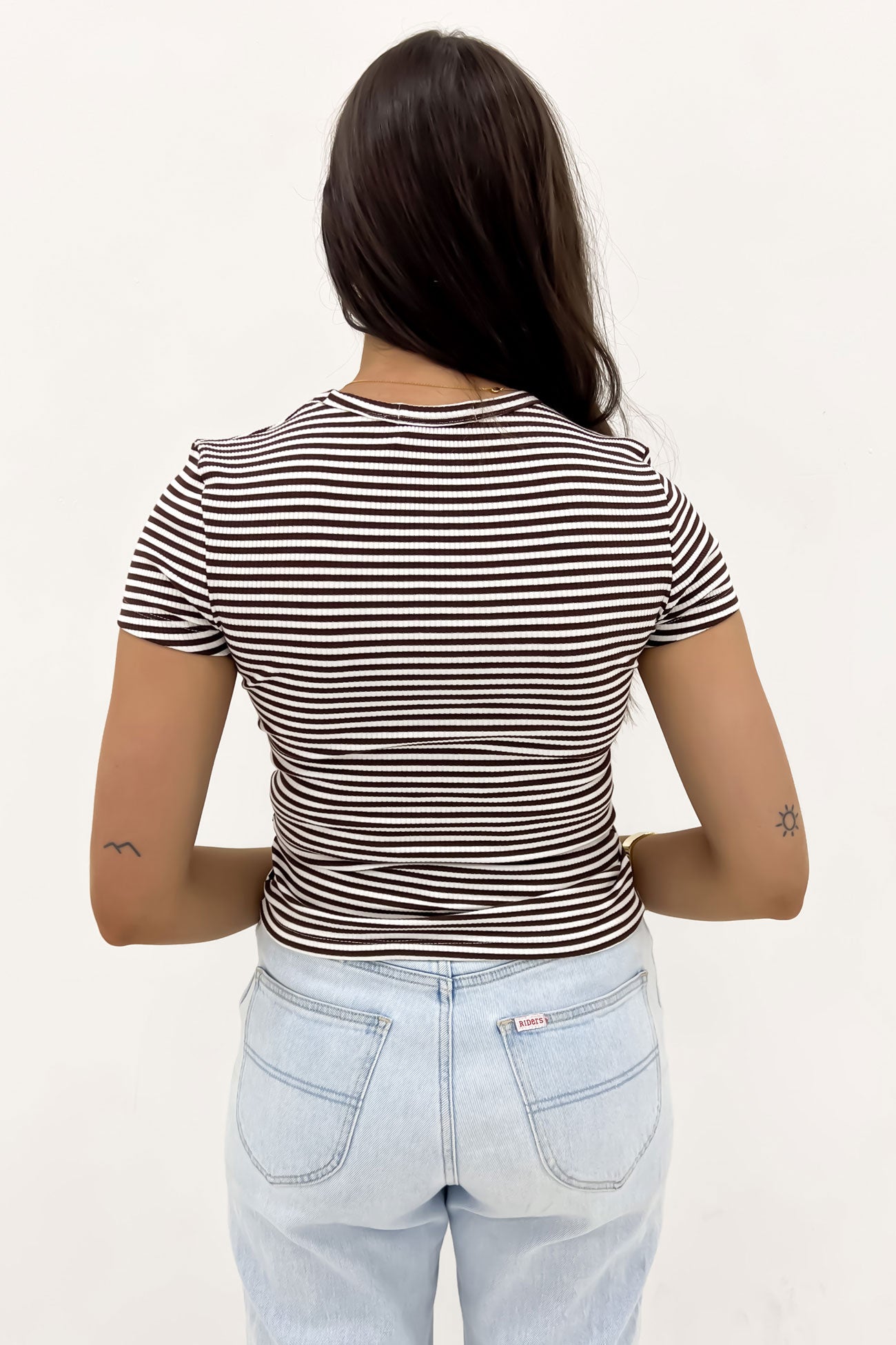 Eve Rib Stripe Tee Brown