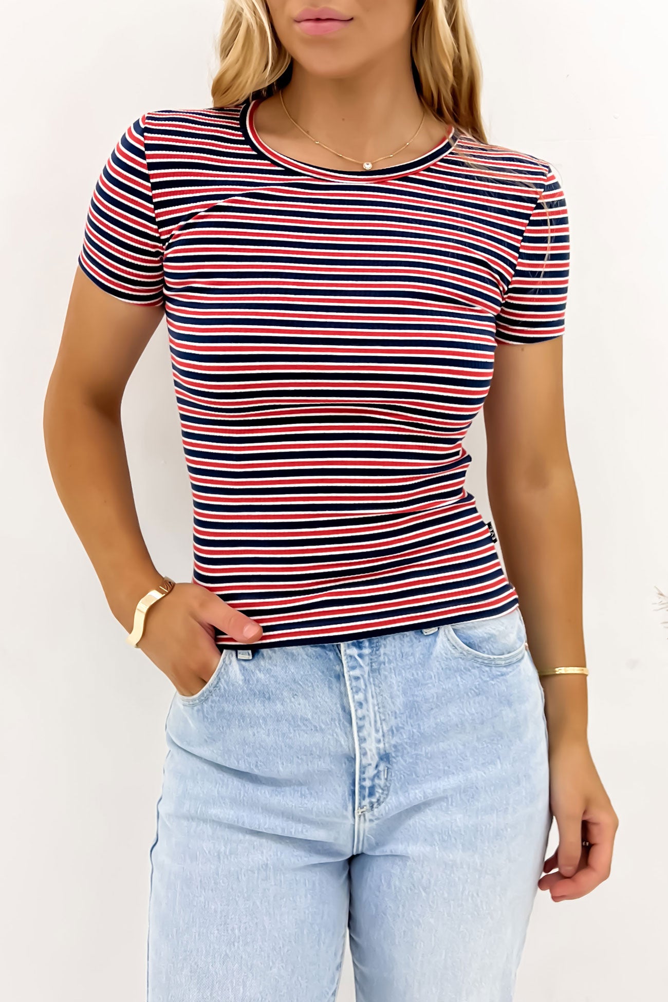 Eve Rib Stripe Tee Navy