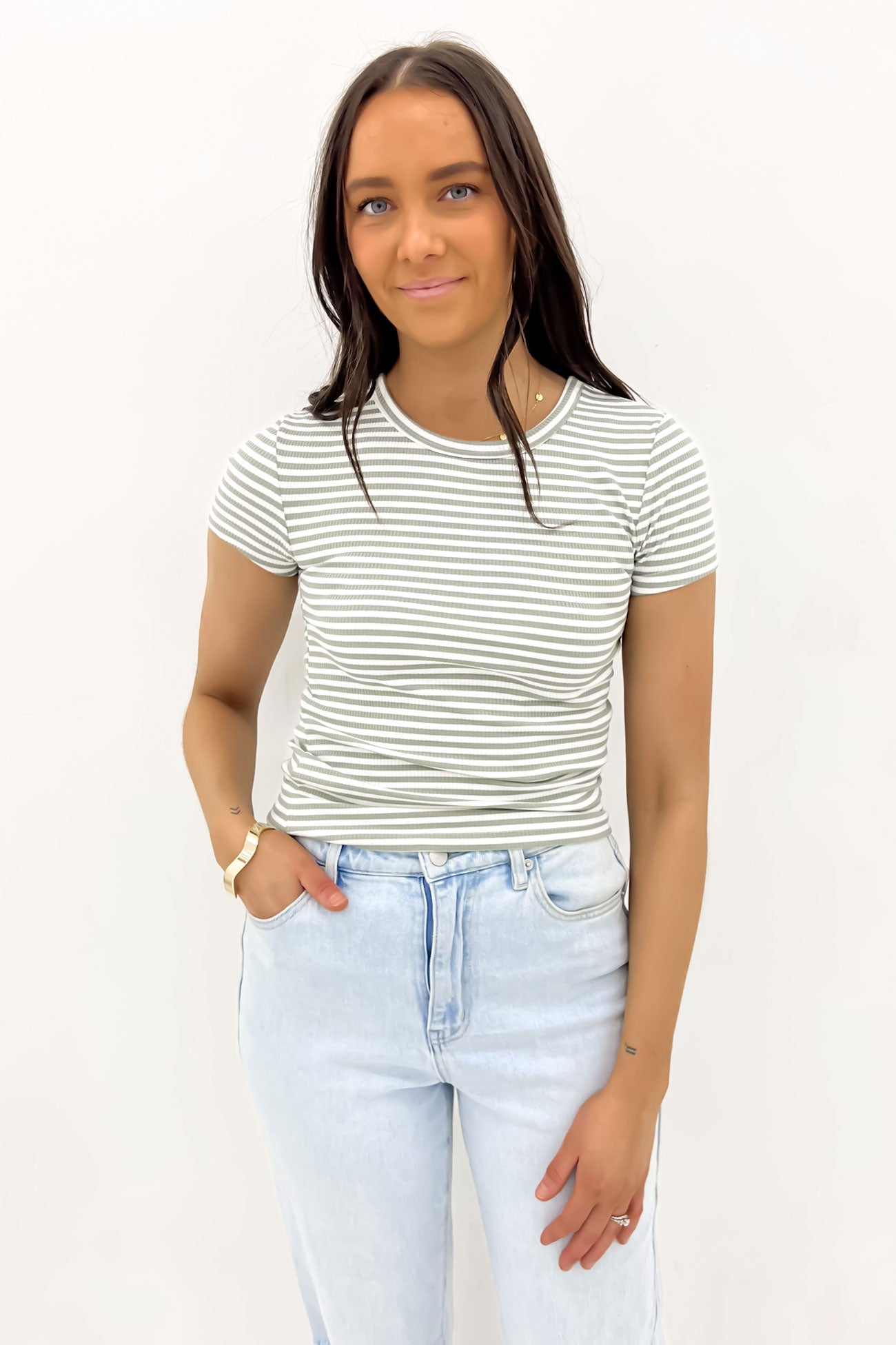 Eve Rib Stripe Tee Surf