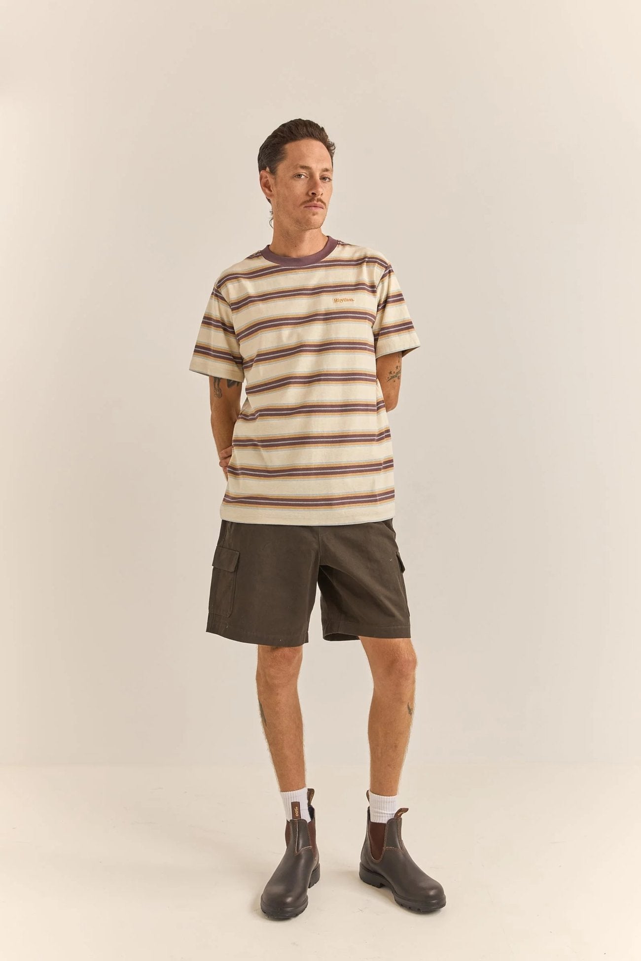 Everyday Stripe Short Sleeve T-Shirt Latte