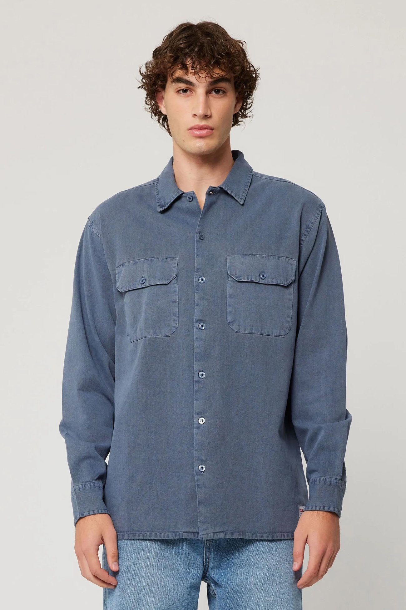 Ezy Trade Long Sleeve Shirt Washed Blue