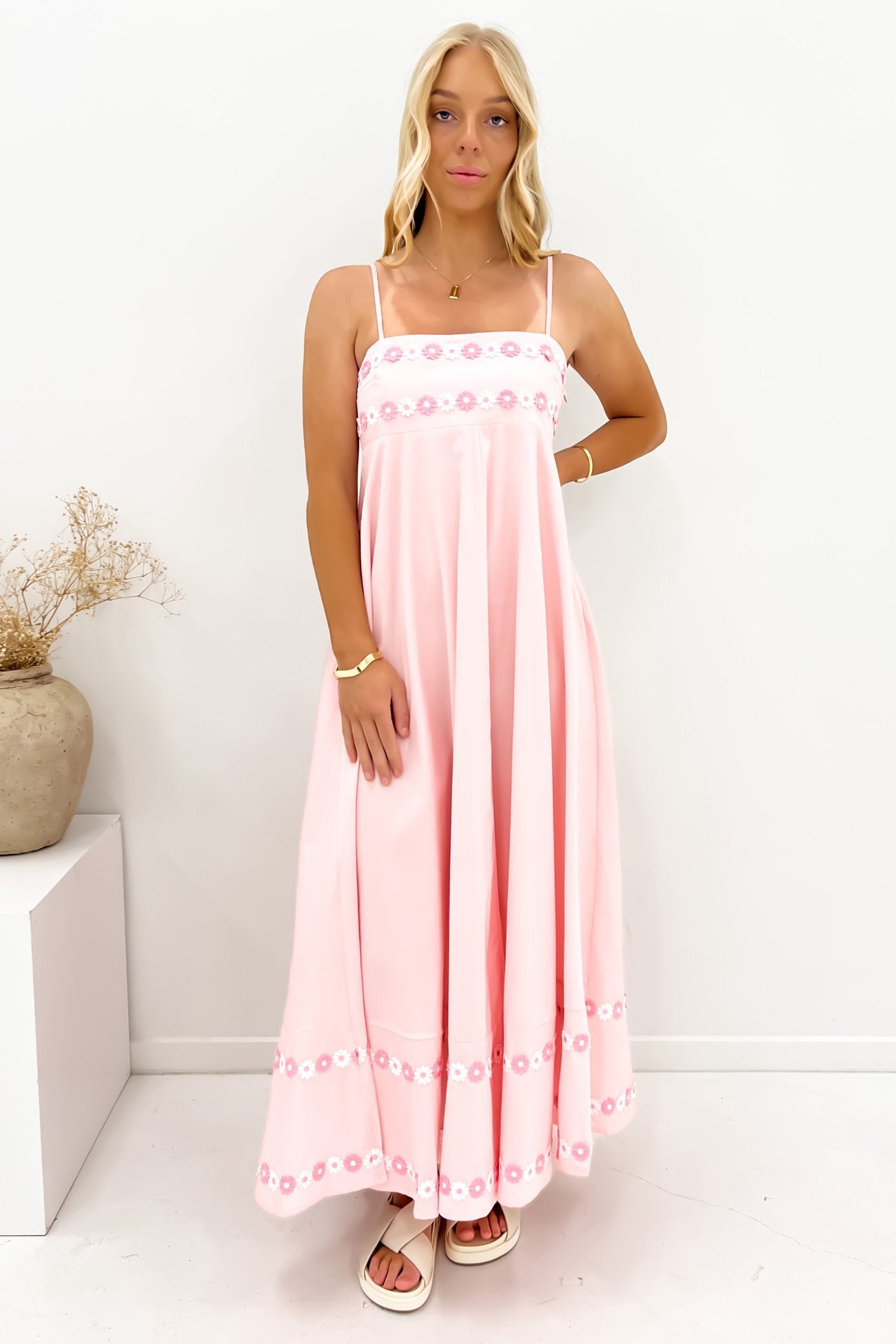 Gemma Maxi Dress Pink Flowers