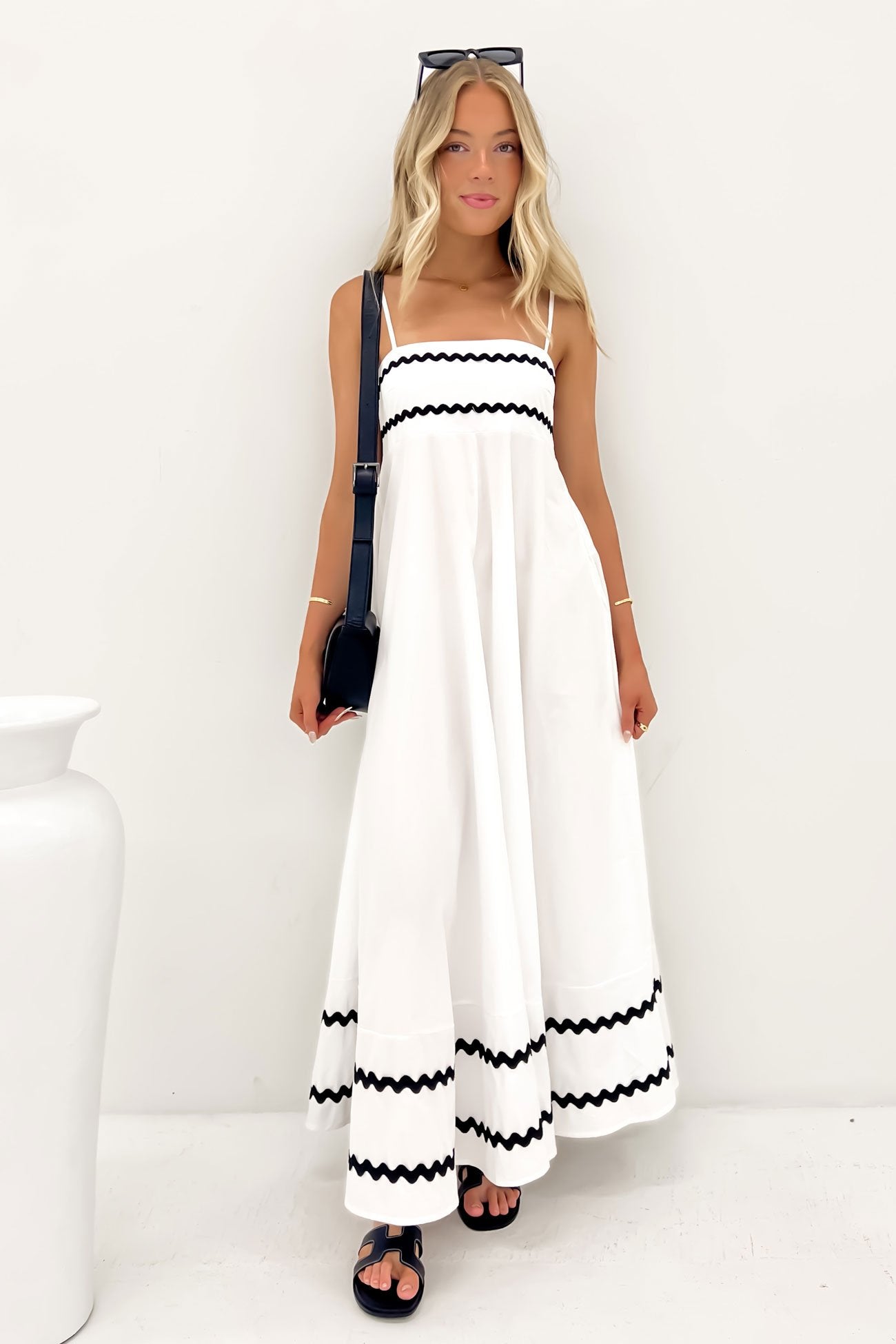 Gemma Maxi Dress White Black