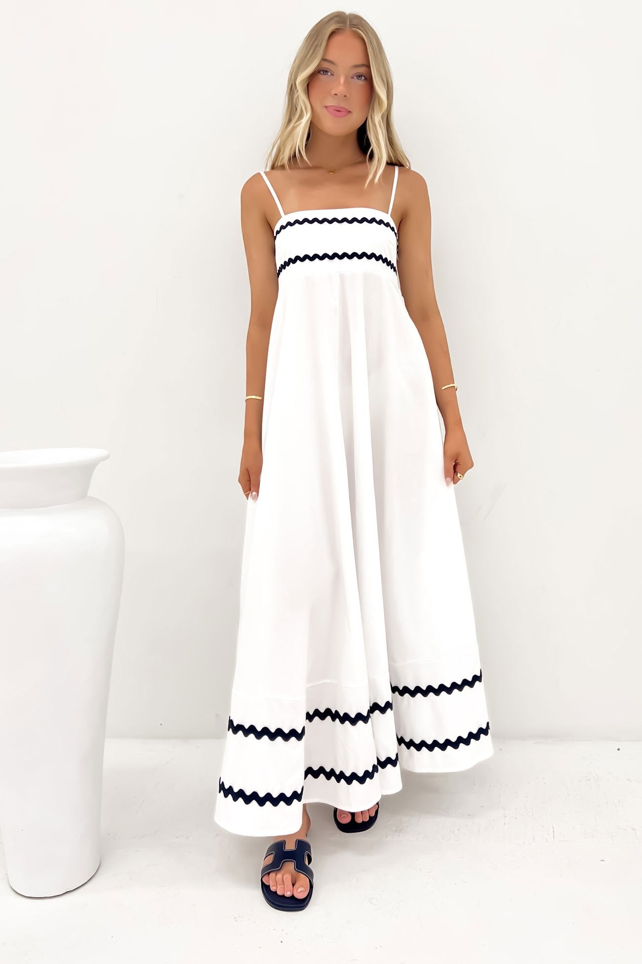 Gemma Maxi Dress White Black