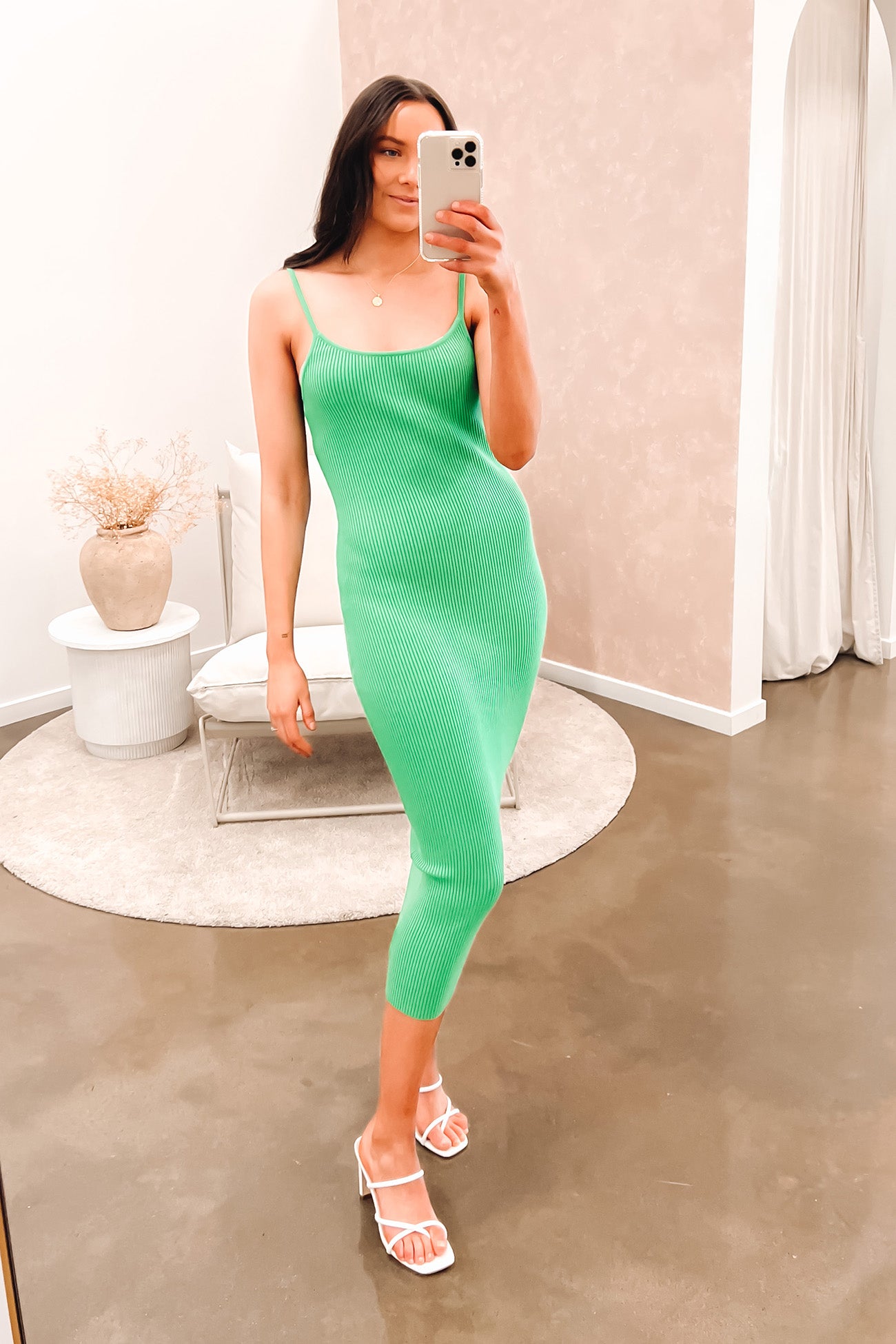 Greta Knit Midi Dress Light Green