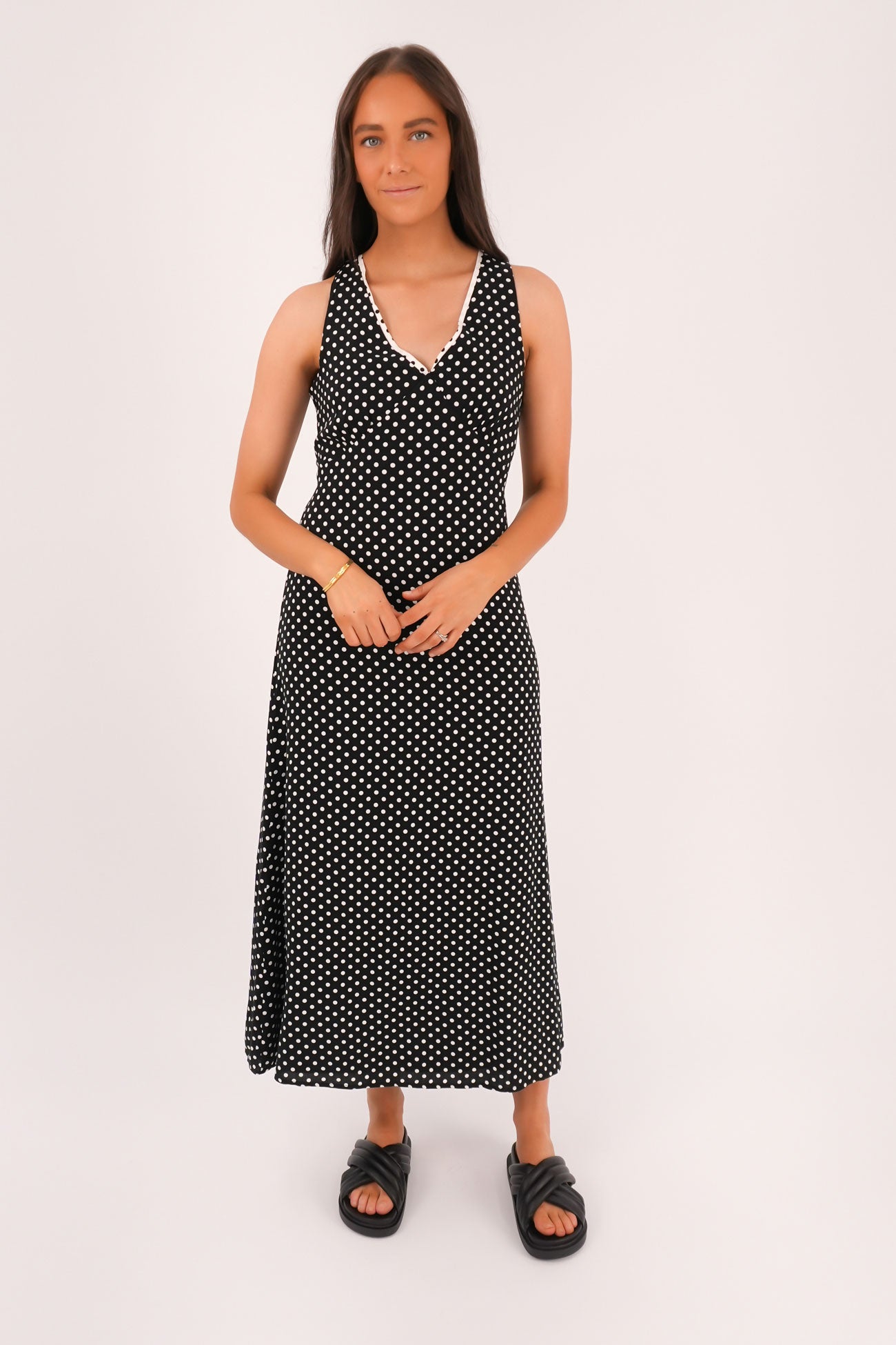 Halia Maxi Dress Black Polka Dot