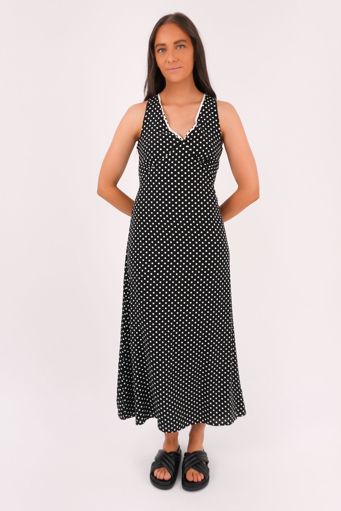 Halia Maxi Dress Black Polka Dot