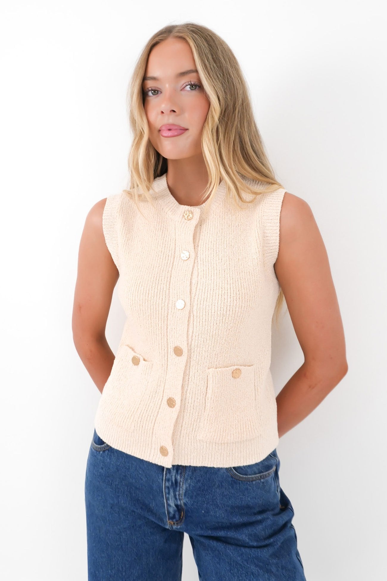 Harden Knit Vest Cream