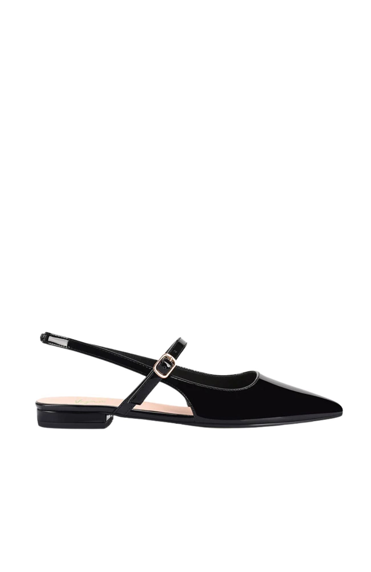 Hiatus Sling Back Flats Black Patent