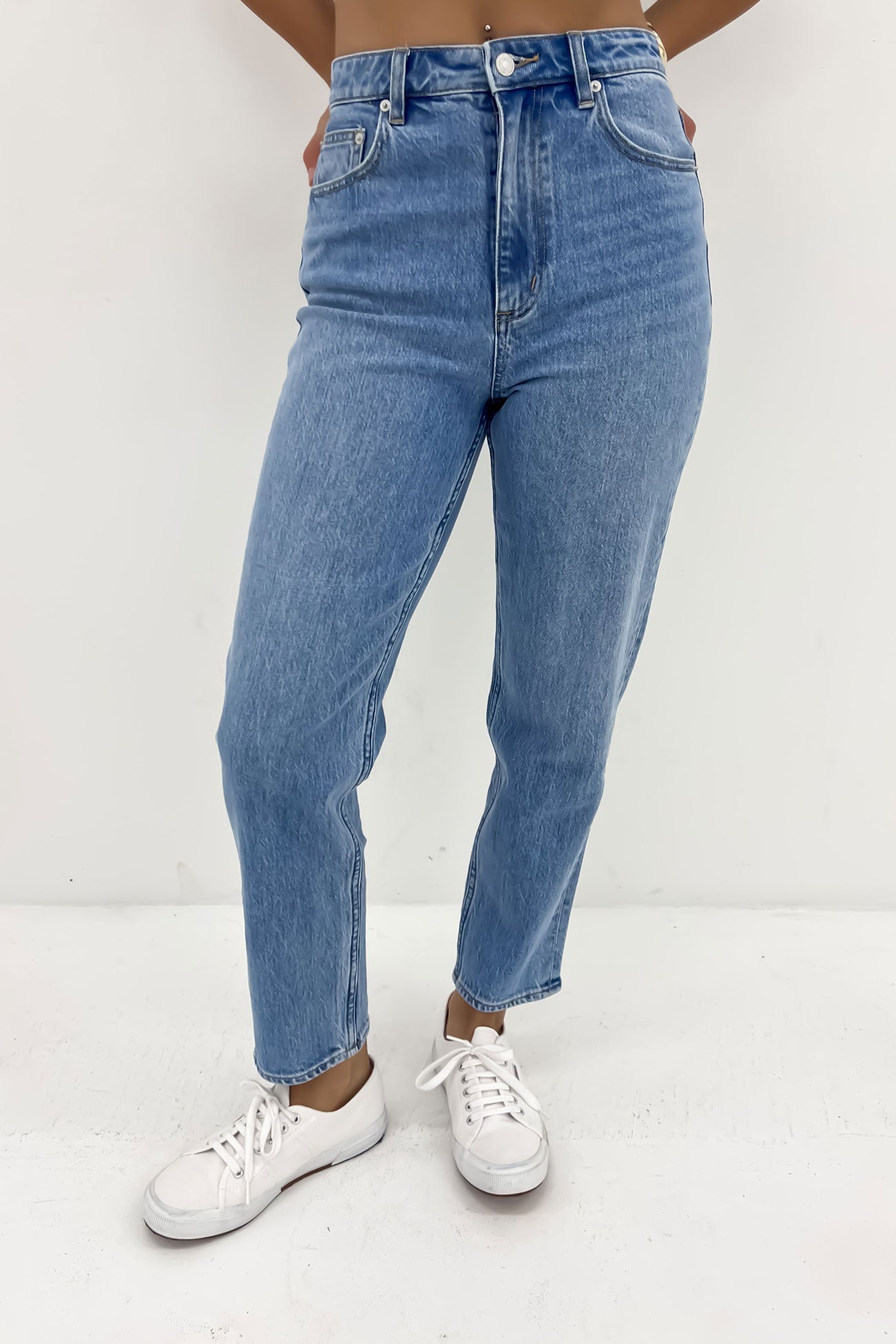 High Moms Jean Blue Flame