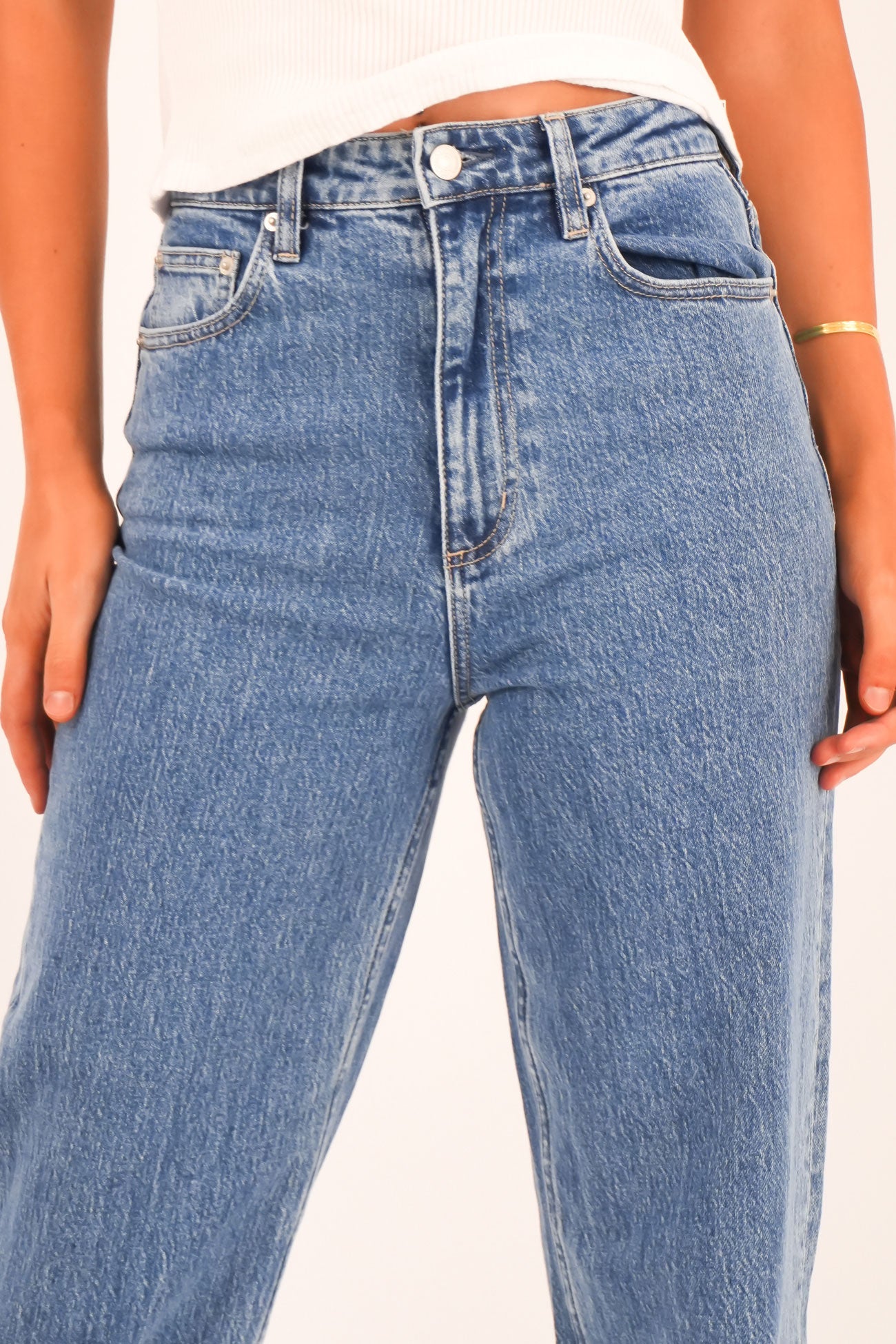 High Straight Crop Jean Cobalt Blue