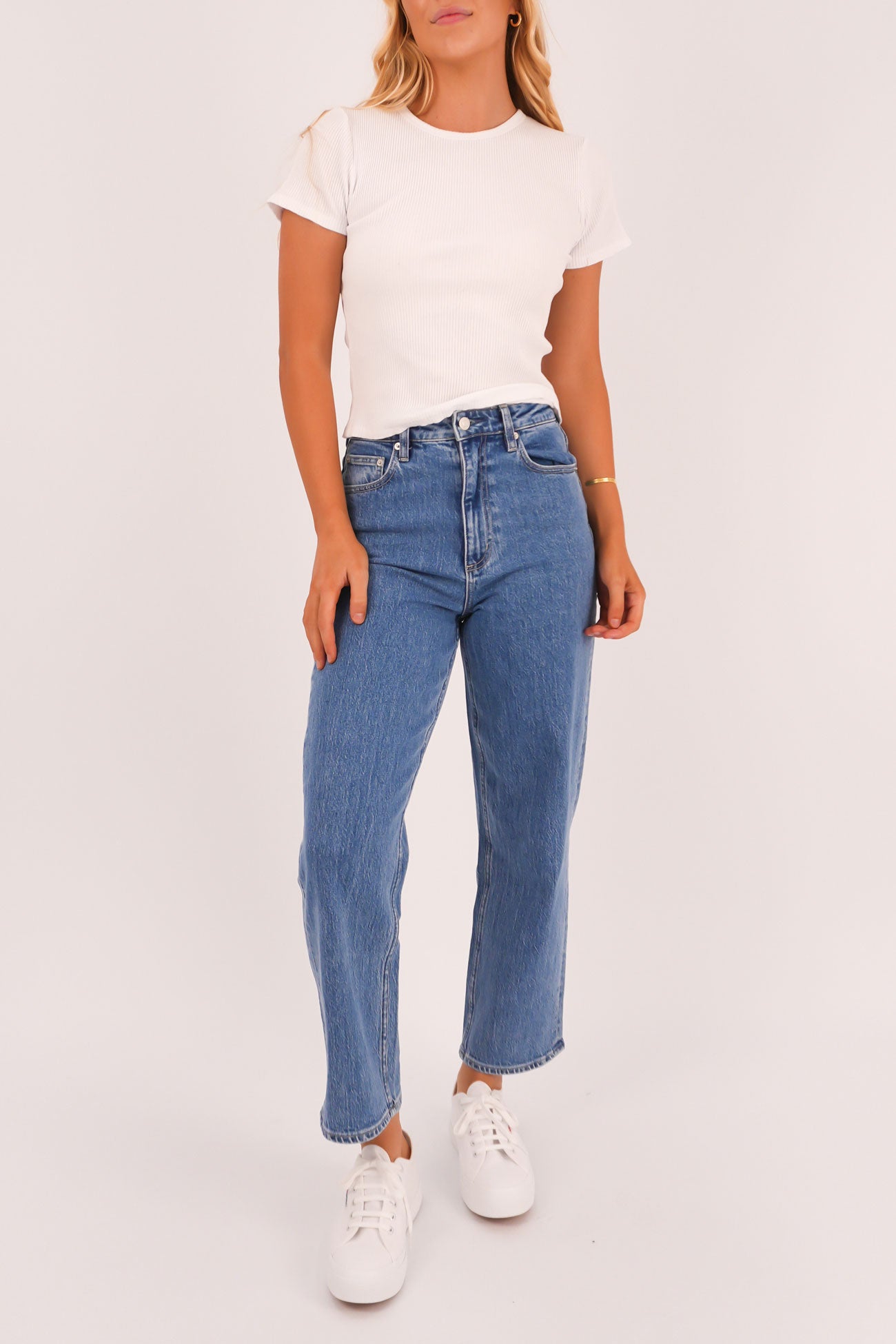 High Straight Crop Jean Cobalt Blue