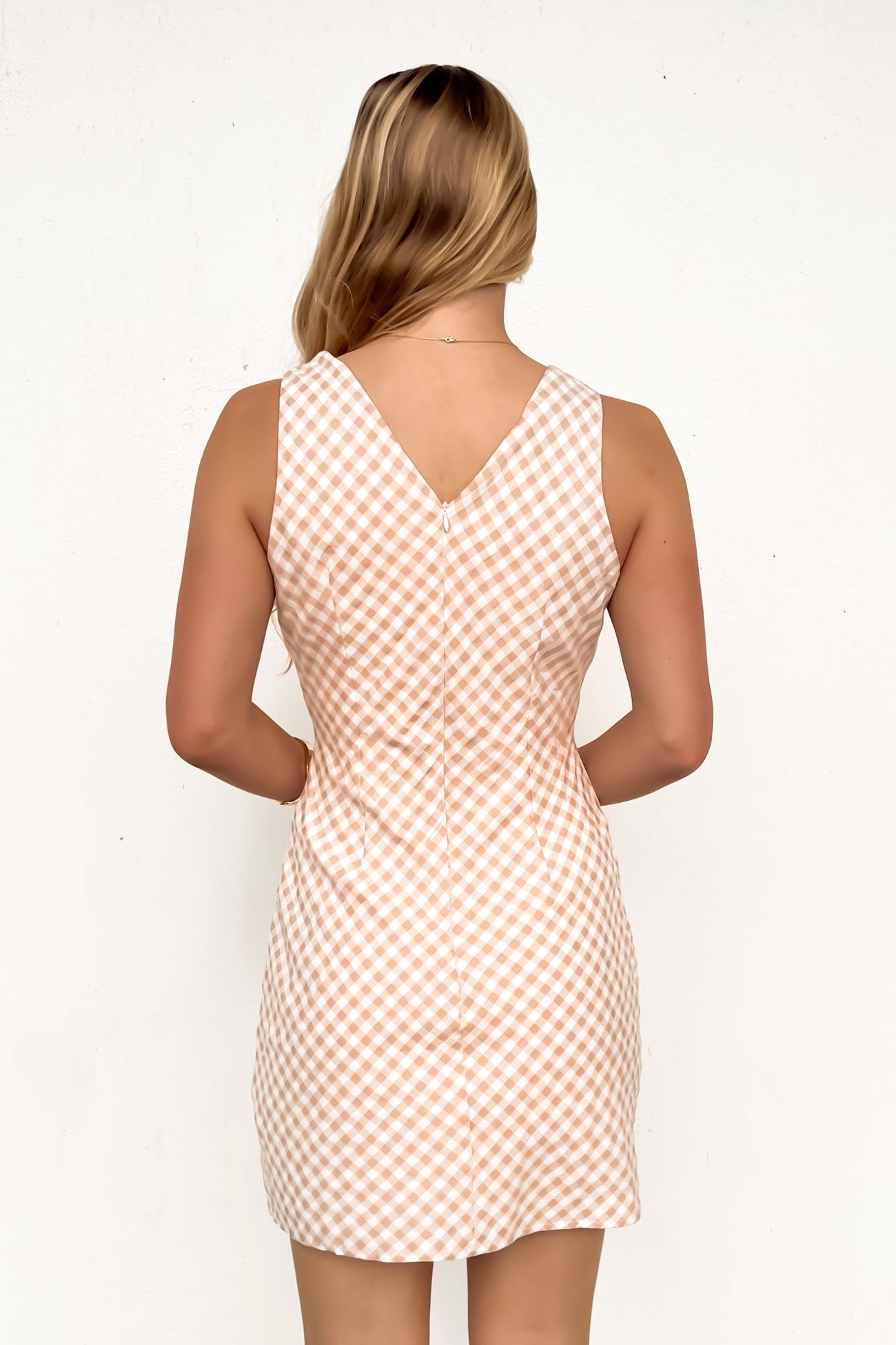 Holden Mini Dress Latte Gingham