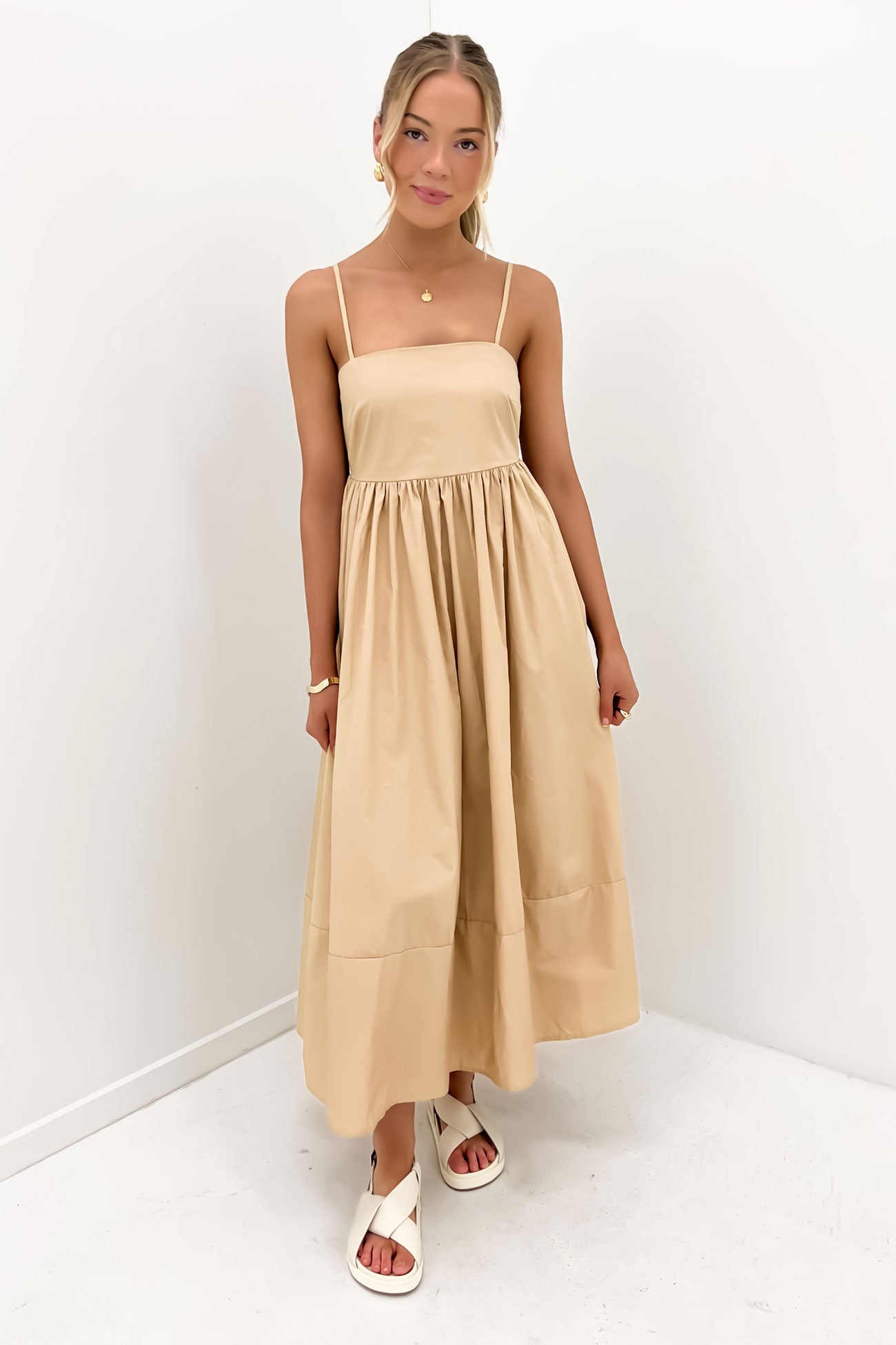 Indie Midi Dress Beige