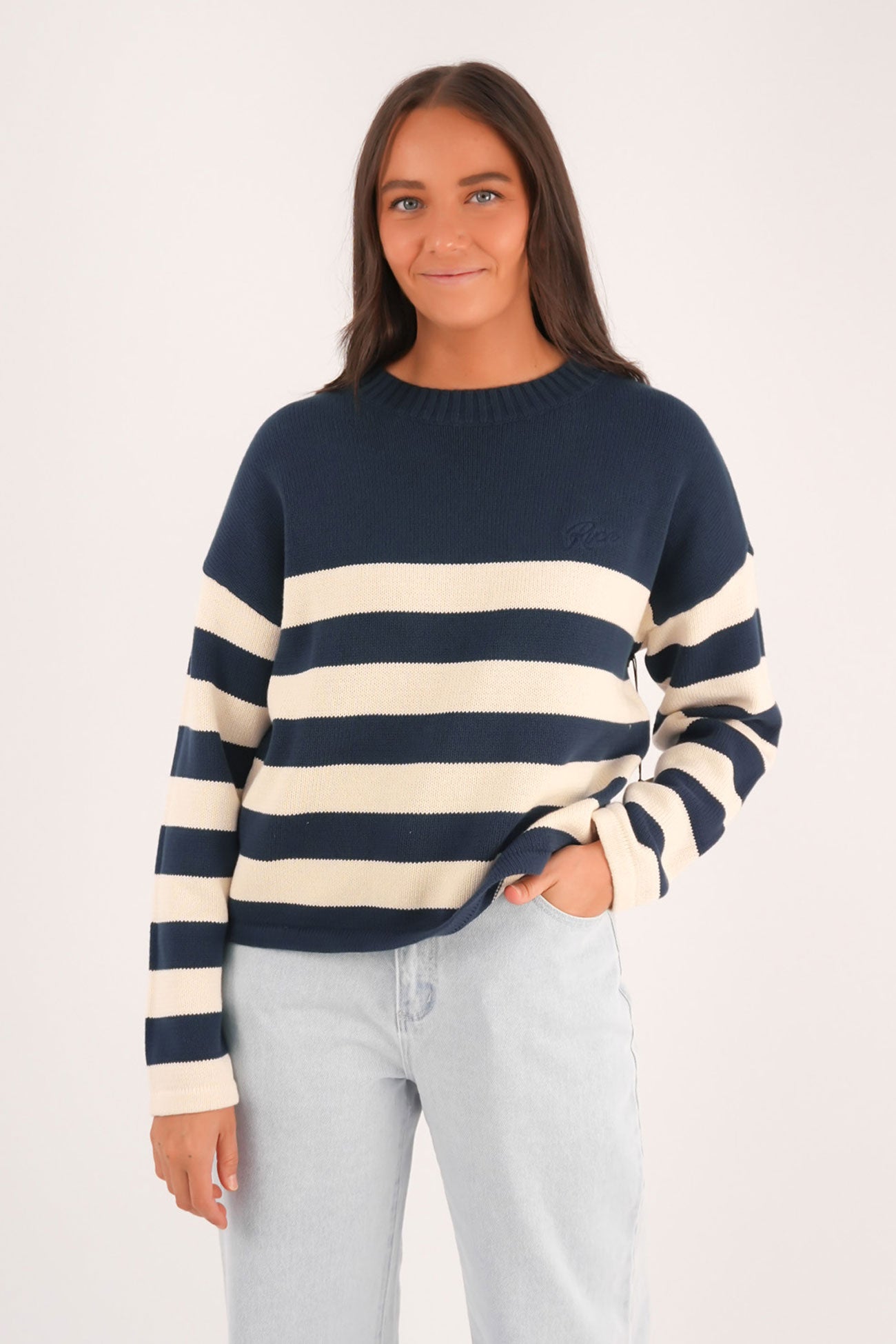 Ivy Stripe Sweater Moody Blue